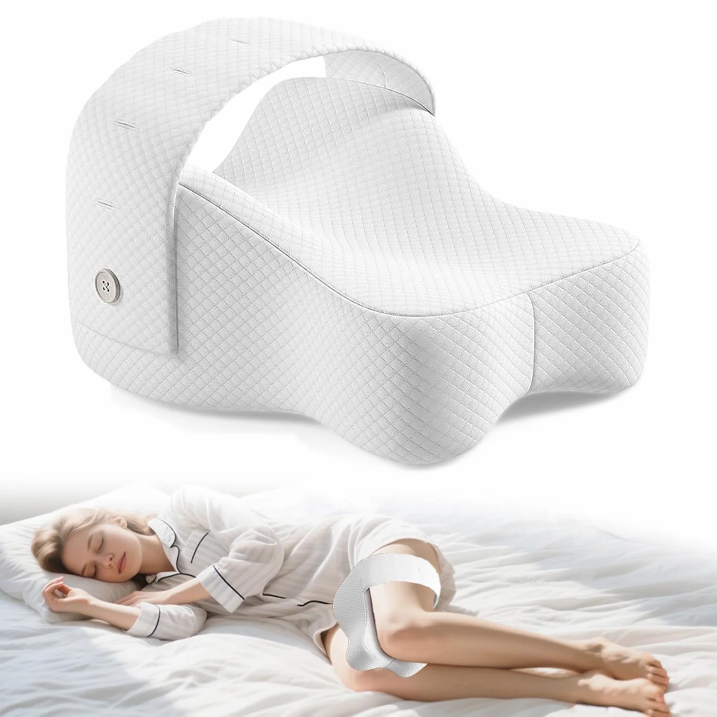 Poduszka na kolana dla osób śpiących na boku, ergonomiczna poduszka na kolana do spania, zdejmowana poduszka ortopedyczna, poduszka na nogi do spania, z wiskoelastycznej pianki memory na bóle bioder i
