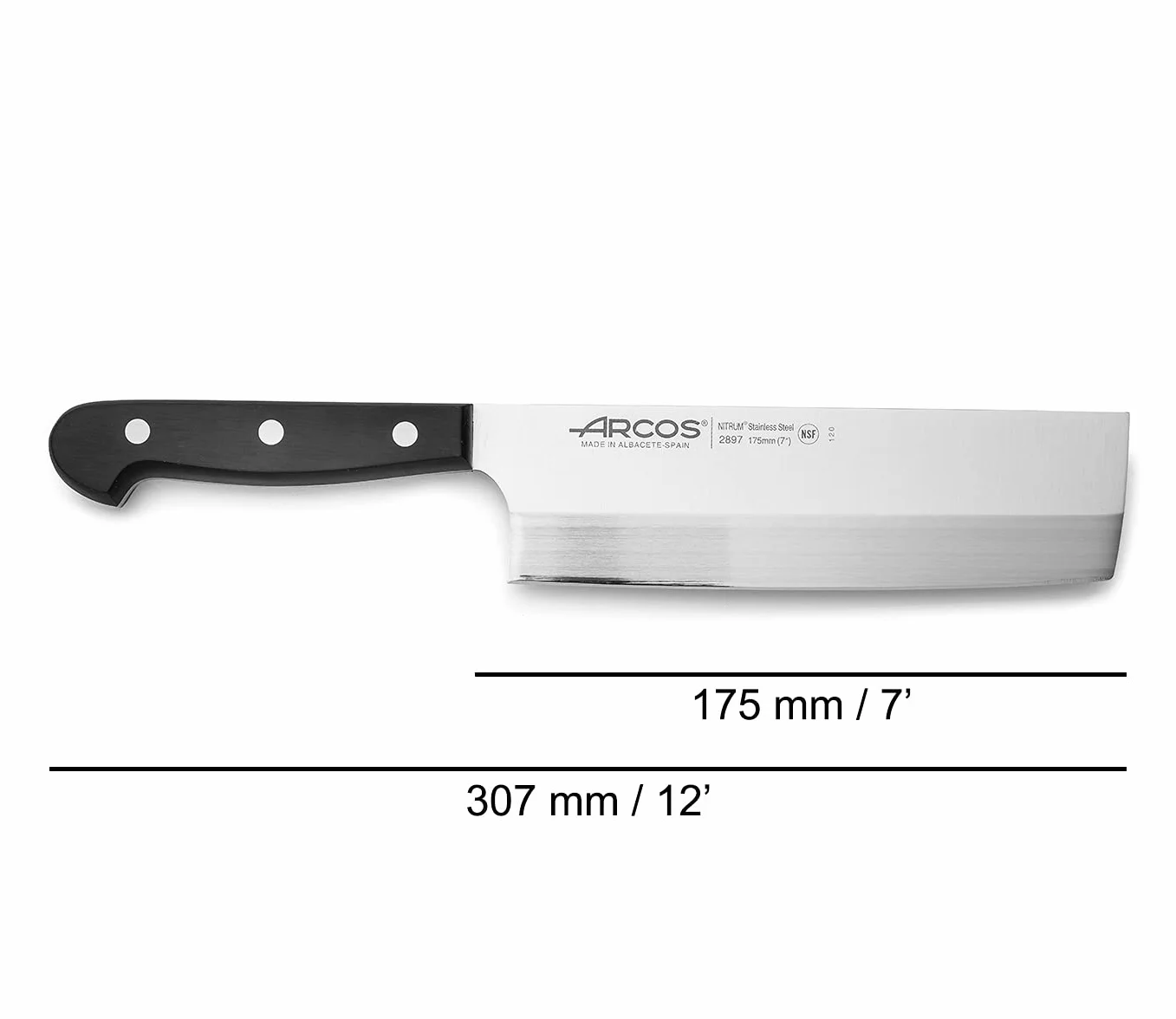 ARCOS Universal Nóż Usuba lub Azjatycki o długości 175mm do krojenia Warzyw; Japoński Nóż ze Stali Nierdzewnej do Kuchni; Kolor Czarny