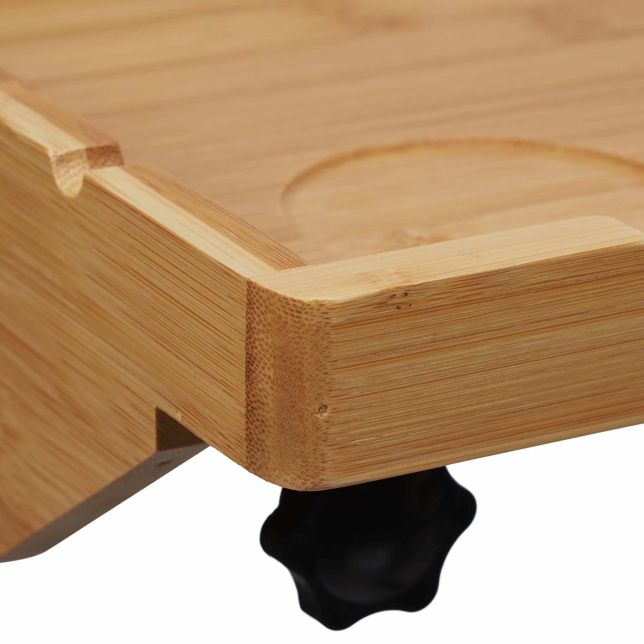 Relaxdays Półka na łóżko, mini stolik nocny z zaciskiem, do łóżka i łóżka piętrowego, wys. x szer. x gł.: 9 x 36 x 25,5 cm, z bambusa, kolor naturalny