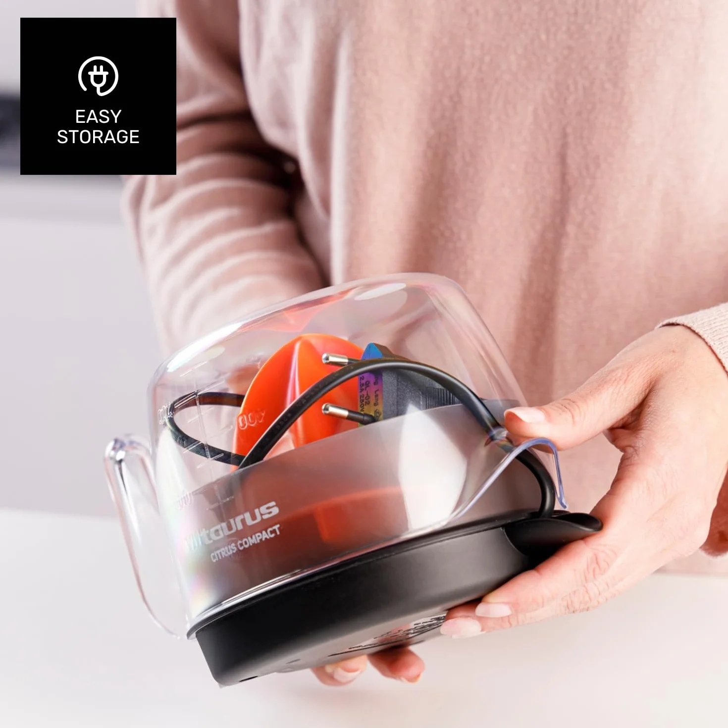 Taurus Citrus Compact elektryczna wyciskarka do pomarańczy, podwójny kierunek obrotu, duży stożek, BPA Free