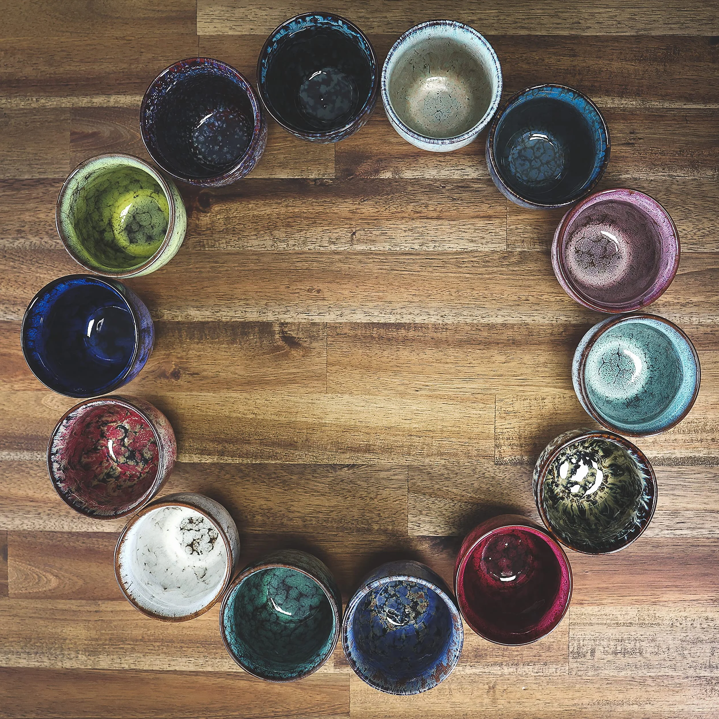 Ganzoo kubek ceramiczny bez uchwytu 200 ml, zestaw 2 szt., nowoczesny wzór unikatowy, kolor apatyt, grube ścianki 7 mm, śr. 65 mm, wys. 92 mm, 235 g/szt.