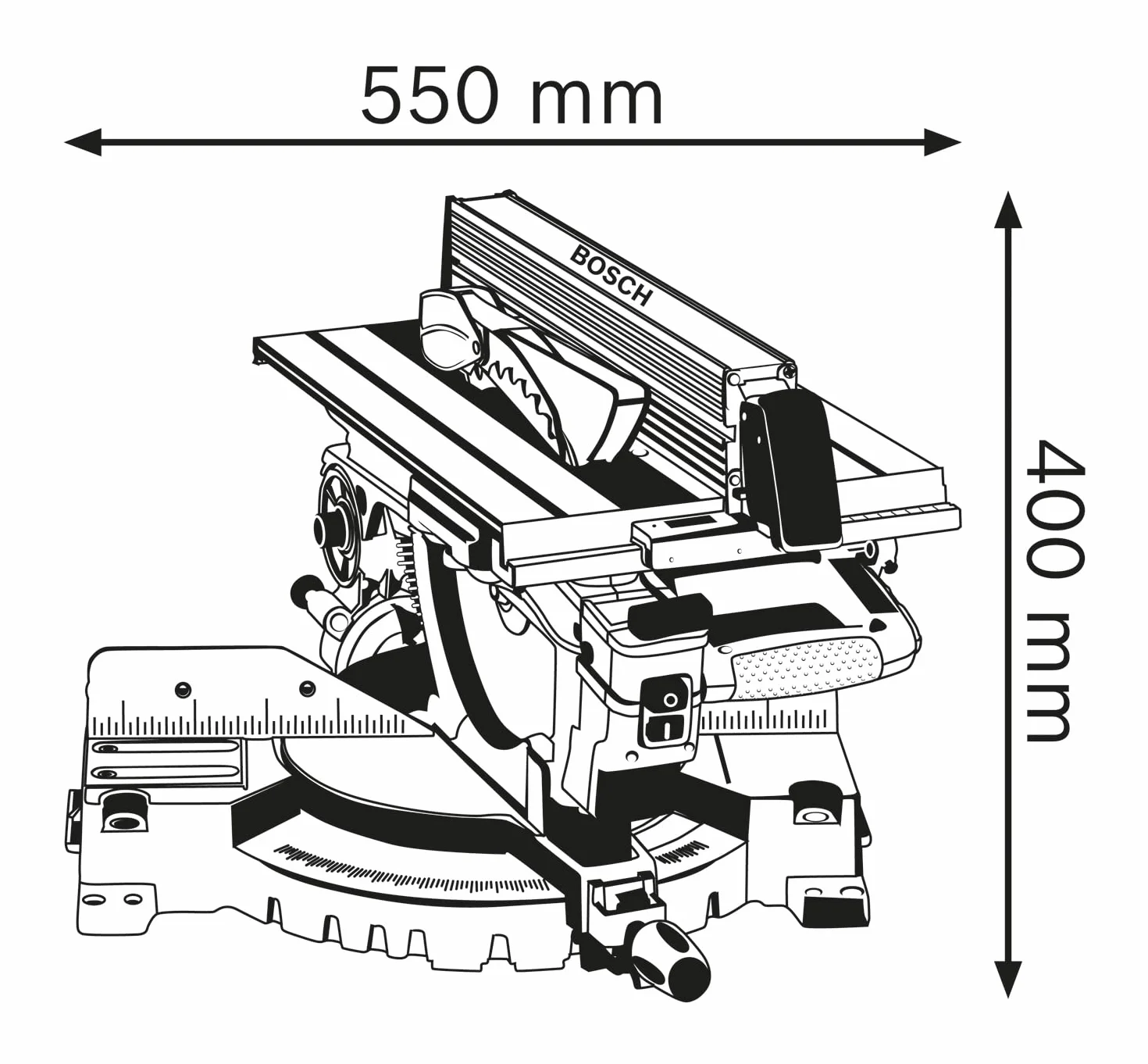 Bosch Professional: stacjonarna piła uniwersalna GTM 12 JL (Ø tarczy: 305 mm, 1 tarcza pilarska, drążek prowadzący)