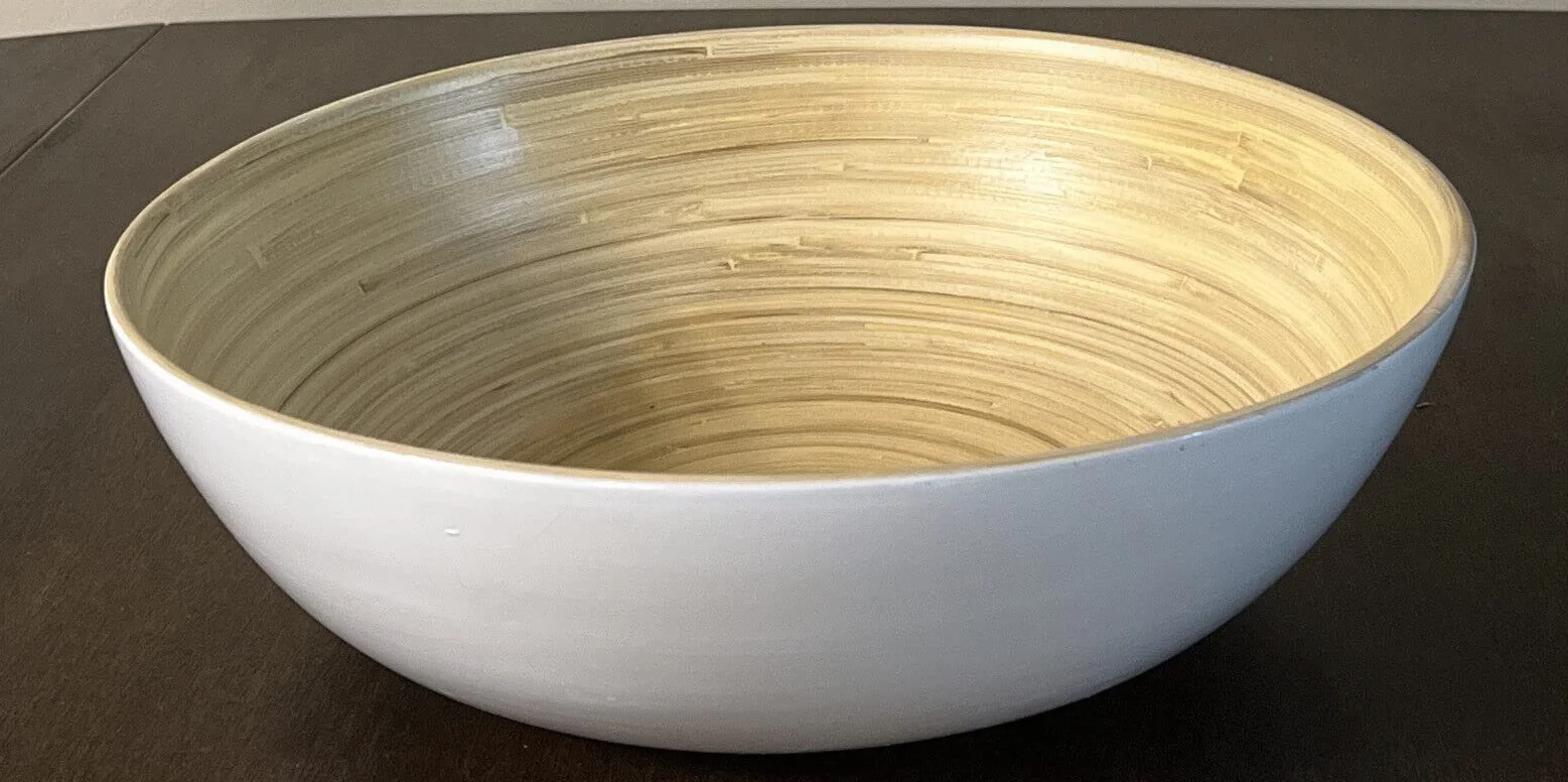 IKEA RUNDLIG miska do serwowania biała bambusowa 30 cm