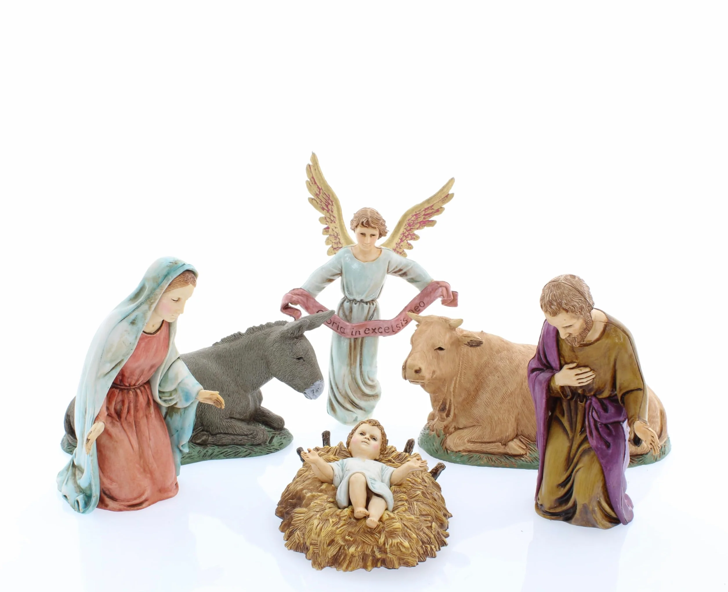 Moranduzzo Szopka, 6 figurek do szopki, 13 cm, skala 1:15, niezniszczalne figurki szopki, styl z XVIII wieku, ręcznie wykończony obraz, oficjalny produkt, wyprodukowano we Włoszech, rzeźbiarz M. Landi