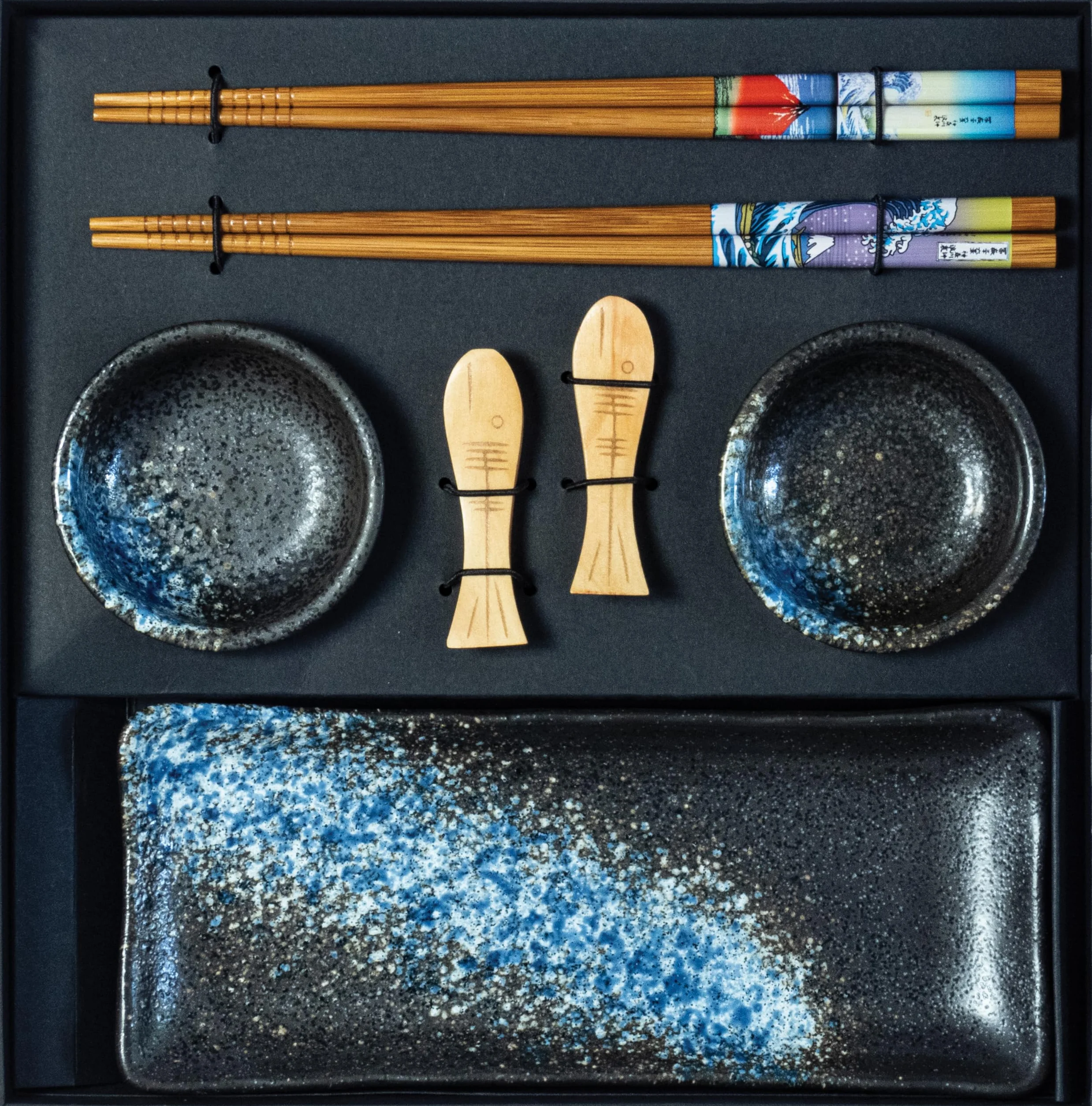 JADE TEMPLE Ceramiczny zestaw do sushi z miską do dippów i pałeczkami – 1 zestaw
