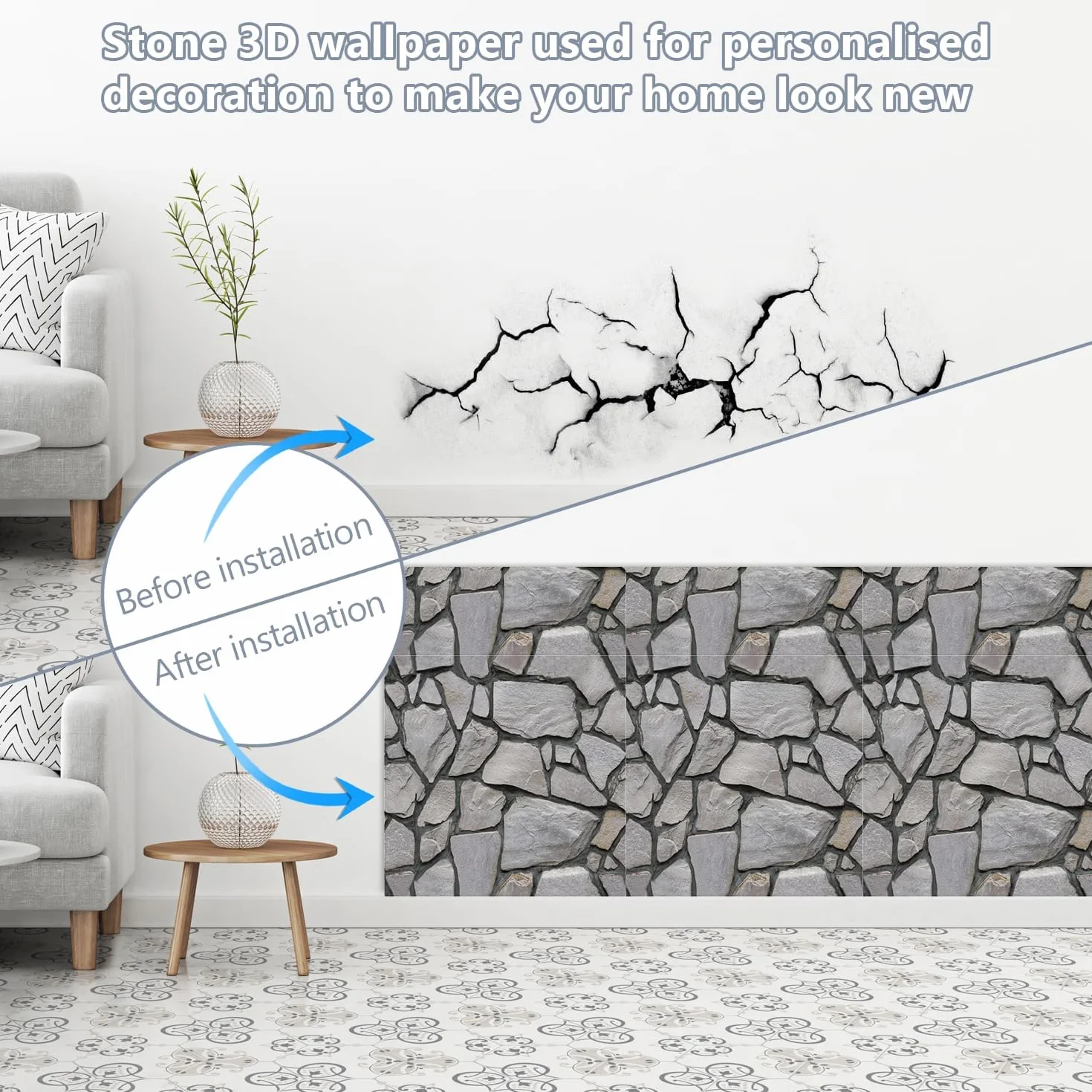 20 sztuk paneli ściennych 3D o wyglądzie kamienia, samoprzylepne, 30 × 30 cm, panele ścienne z płyt z tworzywa sztucznego, wodoodporne tapety z cegły PCW, do wnętrz, pomieszczeń biurowych
