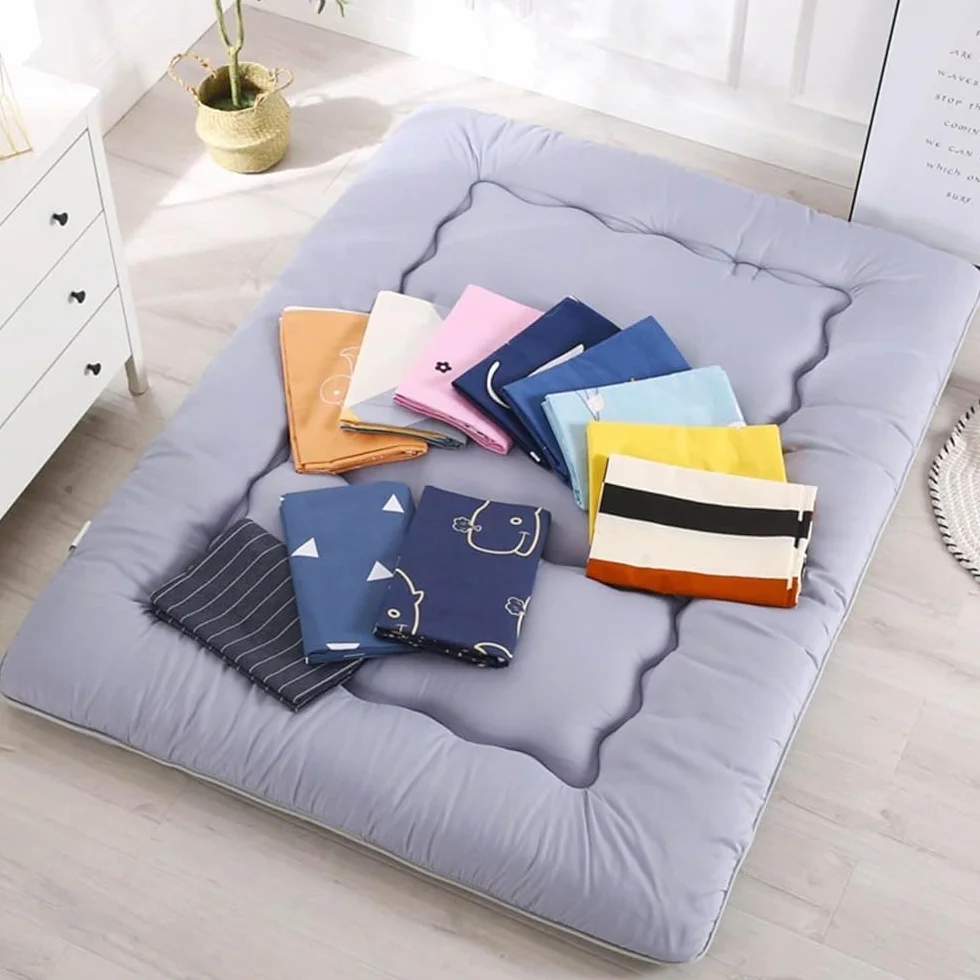 Retro japoński pokrowiec na materac podłogowy, pokrowce na futon z zamkiem błyskawicznym, 100% bawełna miękki pokrowiec na materac tatami, przyjazny dla skóry i można prać w pralce (Rozmiar