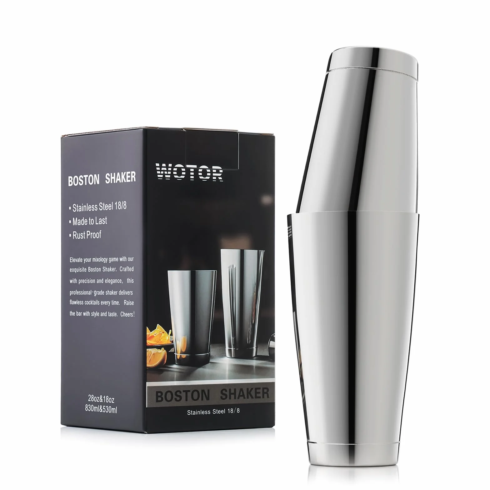 WOTOR Boston shaker ze stali nierdzewnej 530 ml 830 ml z wagą do barów