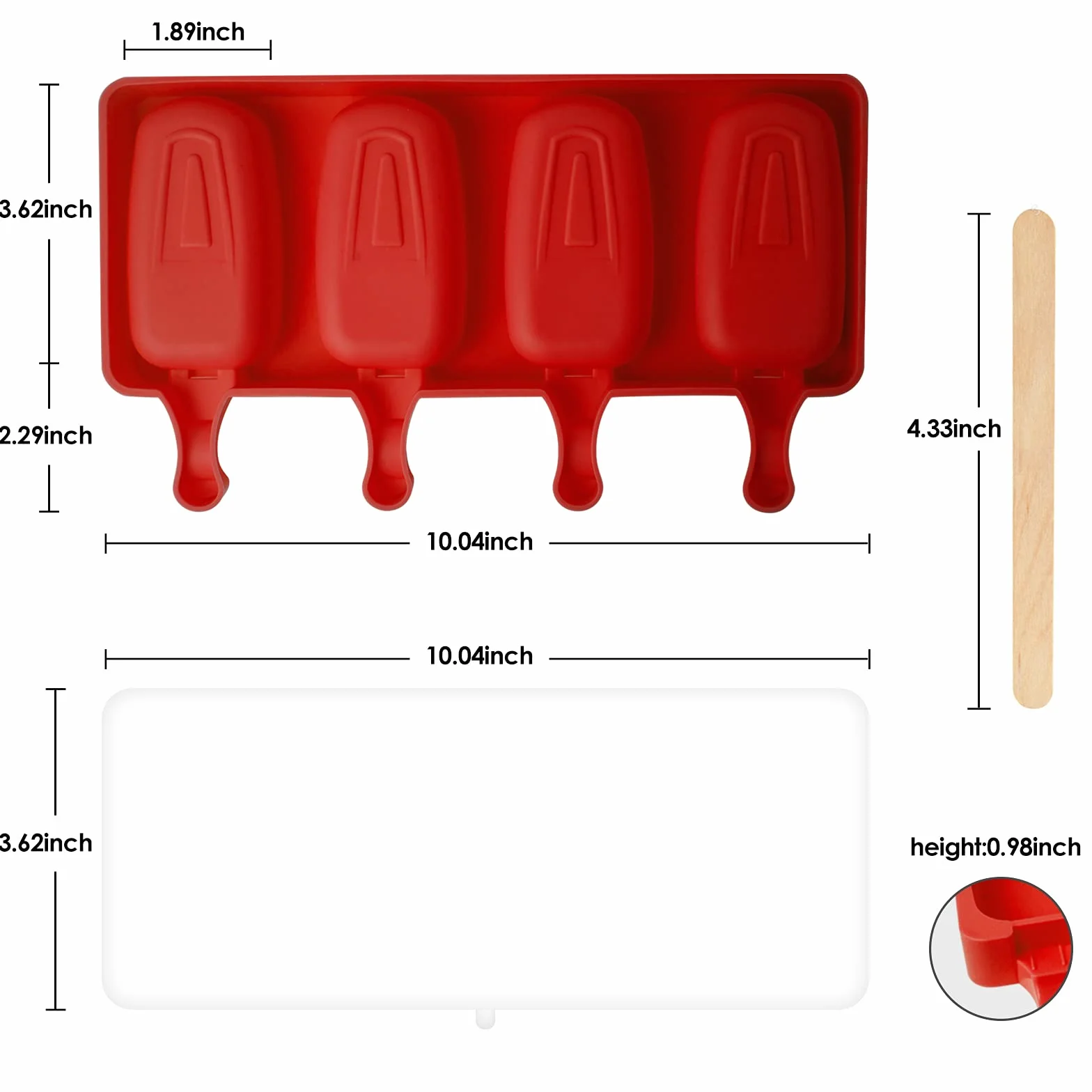 Formy do lodów na patyku z patyczkami, nieprzywierające formy do ciast, silikonowa forma do lodów z pokrywką, 100 patyczków i 50 torebek na lody do lodów DIY, bez BPA, 2 szt