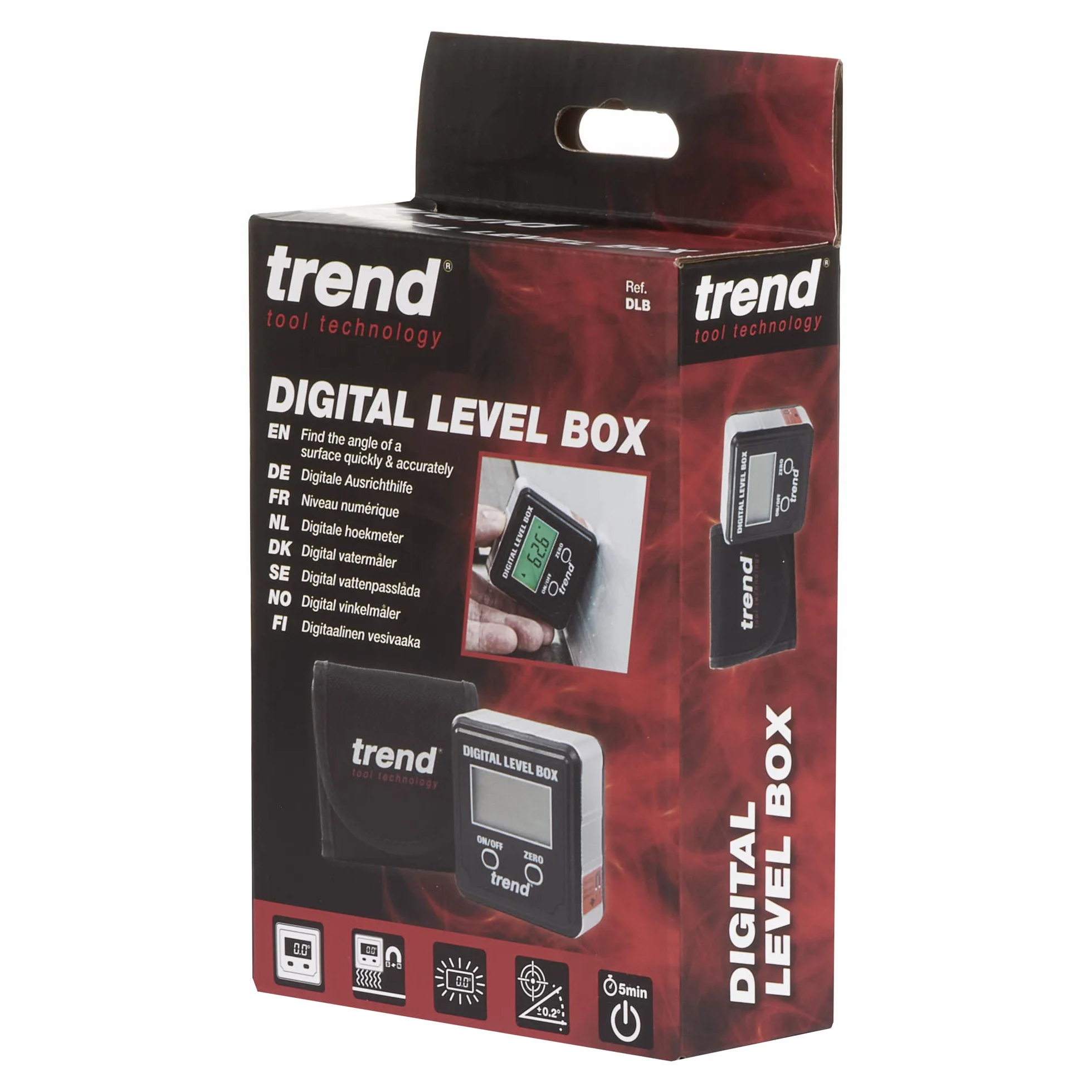 Trend Digital Level Box - magnetyczny celownik kątowy, podstawa magnetyczna do obsługi bez użycia rąk, DLB