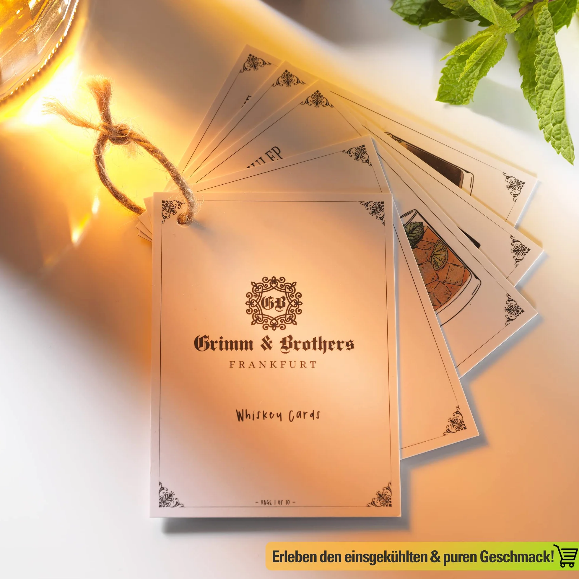 Grimm & Brothers: Zestaw kamieni do whisky, 9 kamieni tygrysie oko, grawerowana rama bambusowa, kamienie chłodzące, prezenty dla mężczyzn, kostki lodu wielokrotnego użytku, zestaw upominkowy