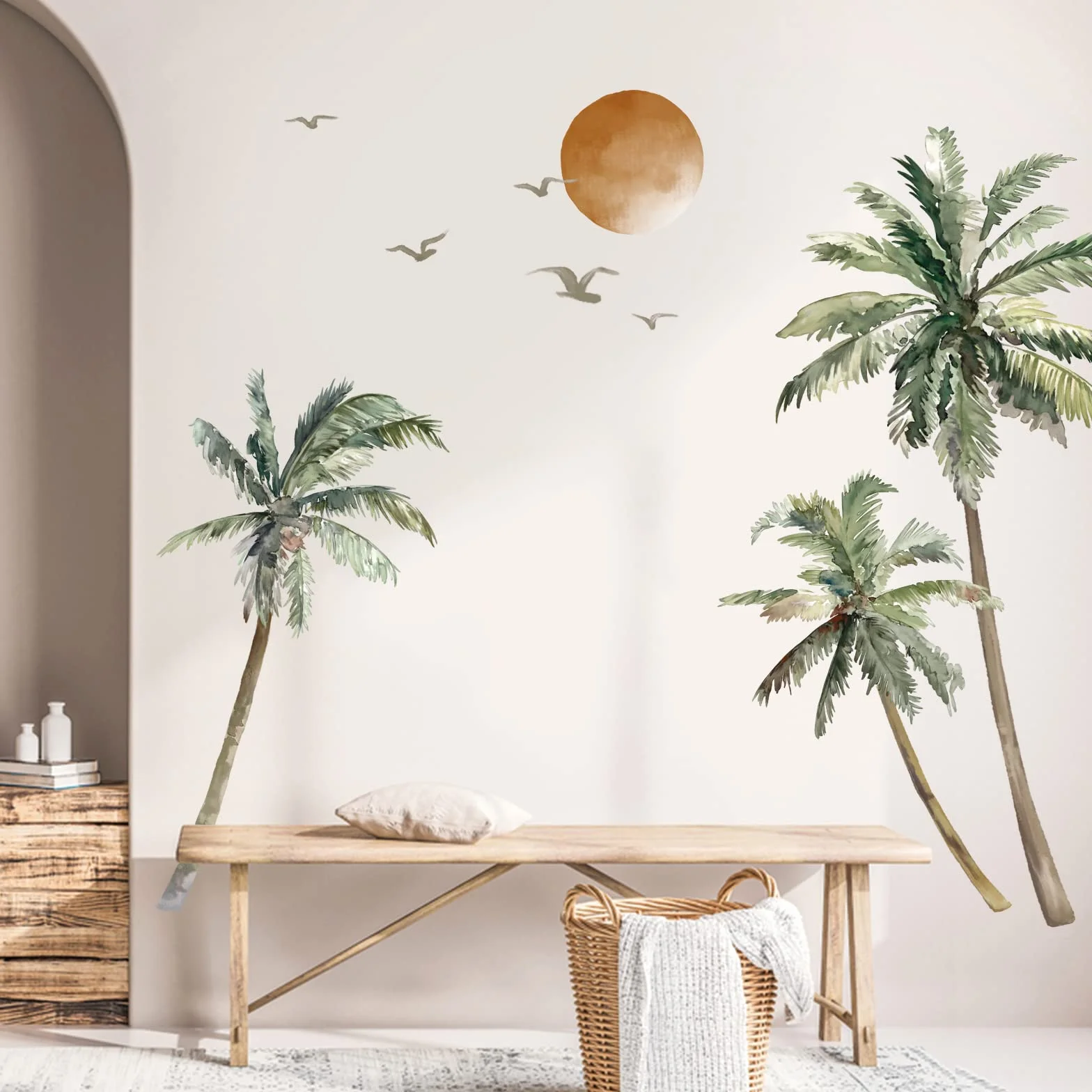wondever Boho palma naklejki ścienne duże tropikalne drzewo zachód słońca odklej i naklej naklejki ścienne do salonu sypialni tło telewizora (H: 162 cm)
