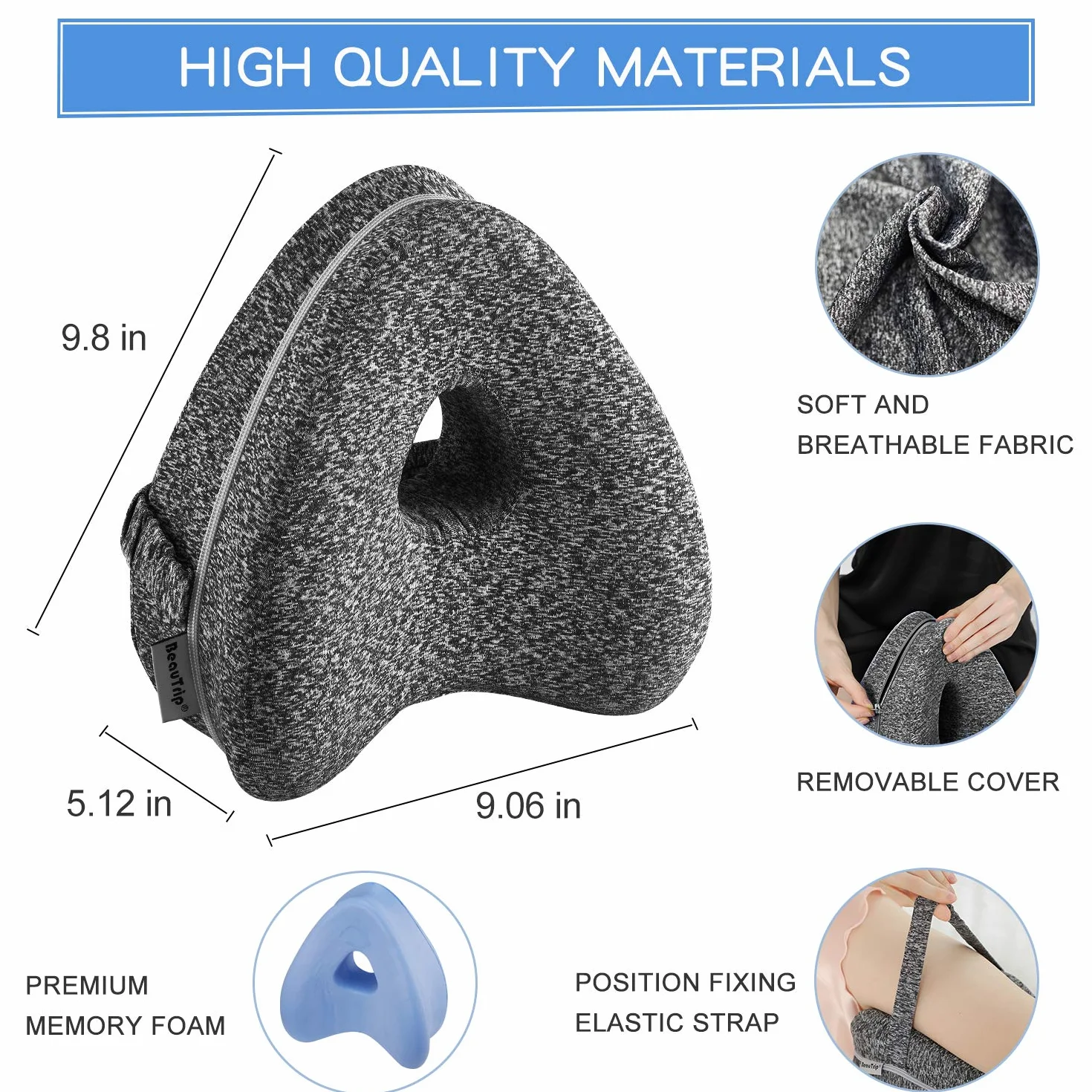 BEAUTRIP Poduszka na nogi | ergonomiczna poduszka dla osób śpiących na boku dla optymalnego podparcia | Poduszka na kolana Memory Foam dla osób śpiących na boku | Poduszka do leżenia ze zdejmowaną i nadającą się do prania poszewką