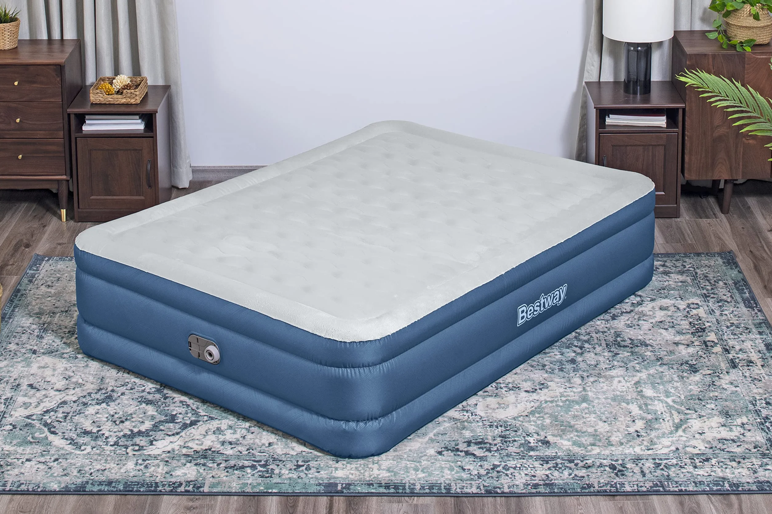 Bestway Fortech materac dmuchany Snugable Top z wbudowaną pompą elektryczną Double XL/Mid 203 x 152 x 46 cm