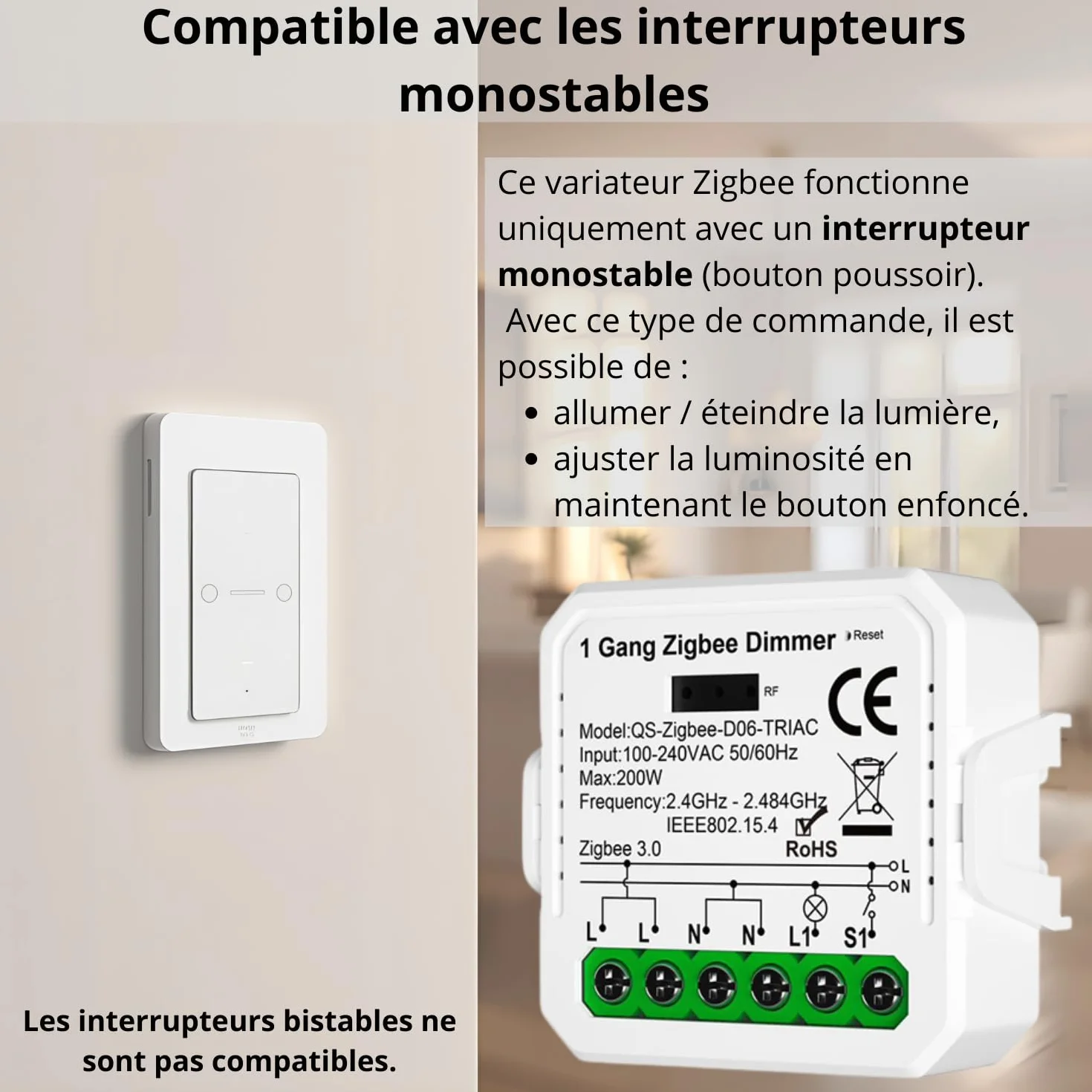 Dimmer ściemniacz 1 kanał TUYA Zigbee MINI V3 sterownik oświetlenia