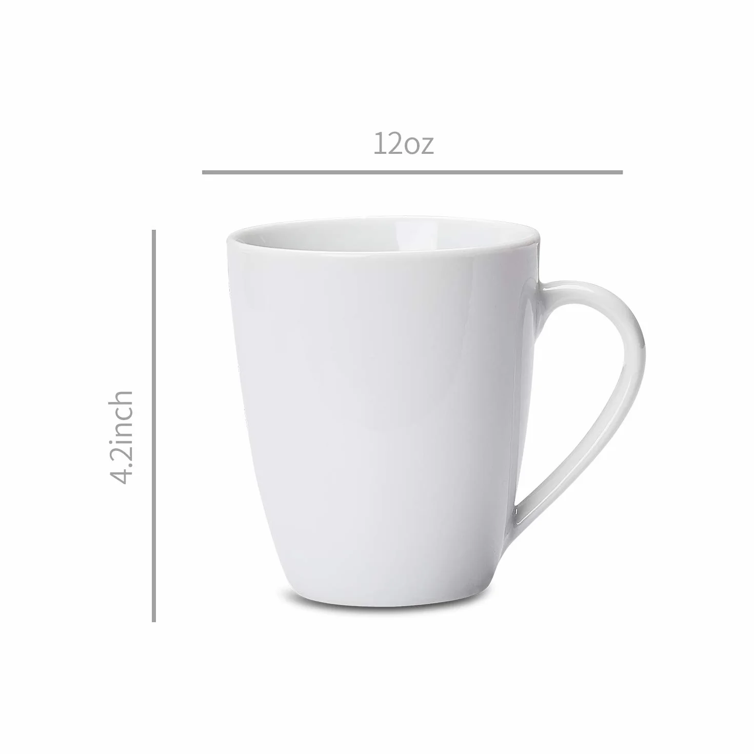 Amazon Basics 12-częściowy zestaw porcelanowych białych filiżanek do kawy, 355 ml