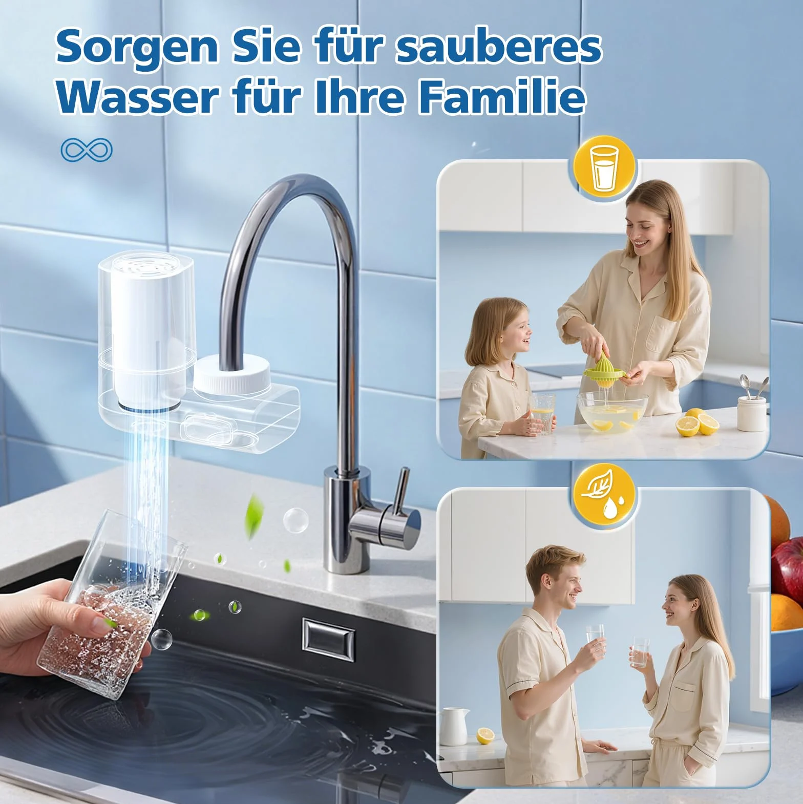 4 sztuki filtrów do wody dla Philips AWP305/10 X-Guard, filtr wody na kran Water Ontap, wkład filtra na AWP305/10, pojemność filtracji 1000 L