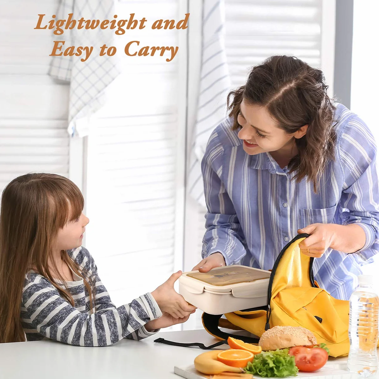 BIBURY Lunch Box, plastikowe pudełko na lunch dla dzieci dorosłych, pudełko na lunch z trzema przegródkami i sztućcami (widelec i łyżka), nie zawiera BPA, do mikrofalówki i zmywarki - Khaki