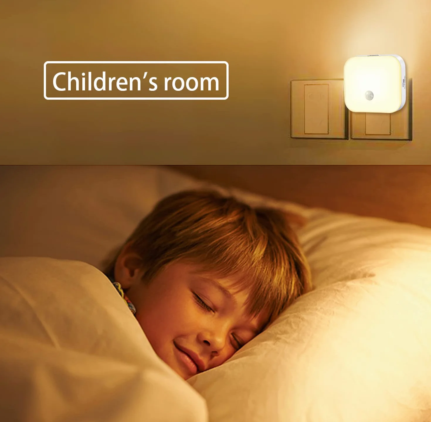 Lampka nocna z czujnikiem ruchu, lampka nocna LED z bezstopniowym ściemnianiem i 3 trybami pracy (automatyczny/wł./wył.), ciepła biała lampka nocna do pokoju dziecięcego, sypialni, korytarza,