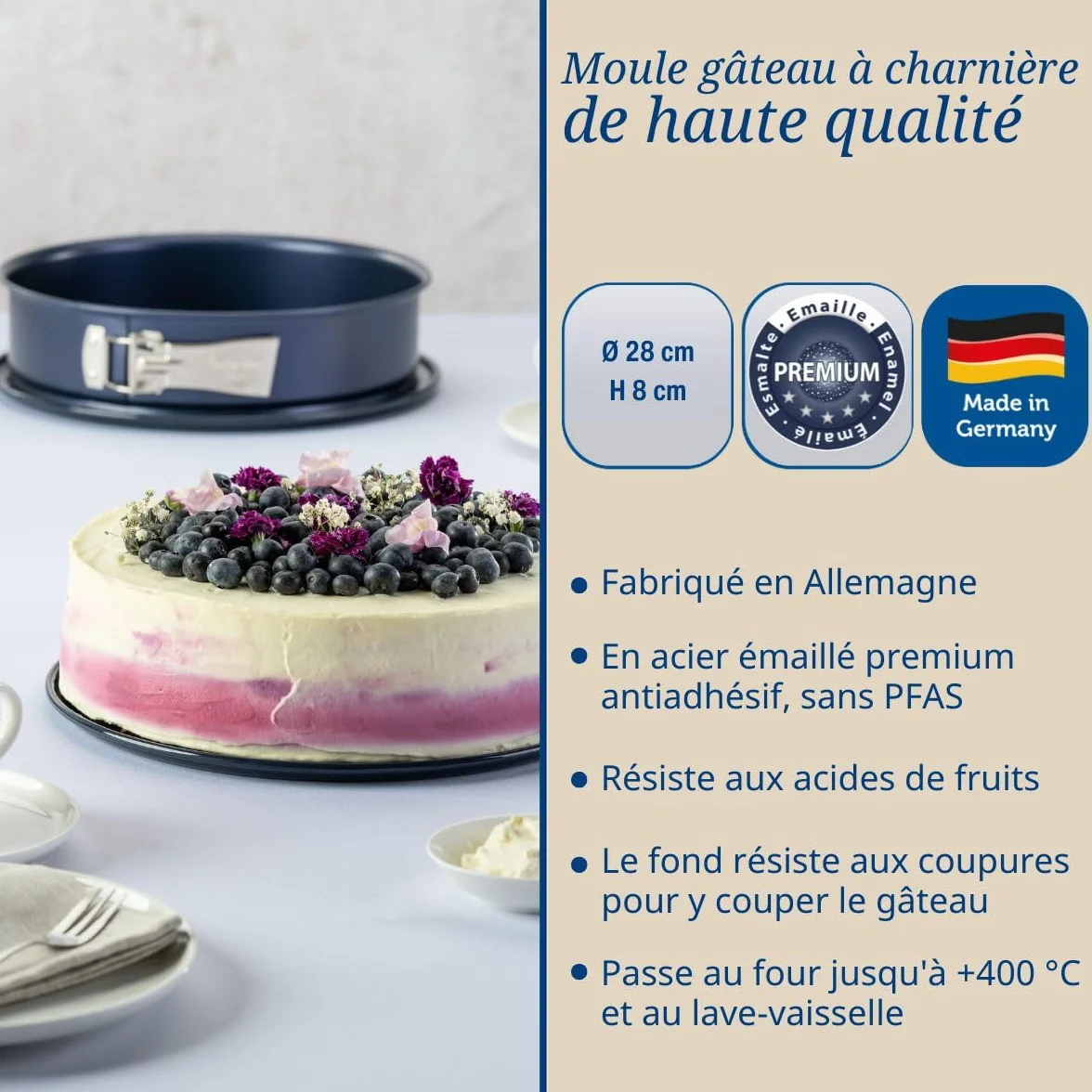 Dr. Oetker Forma do Pieczenia Płaska Niebieska Ø 28 cm