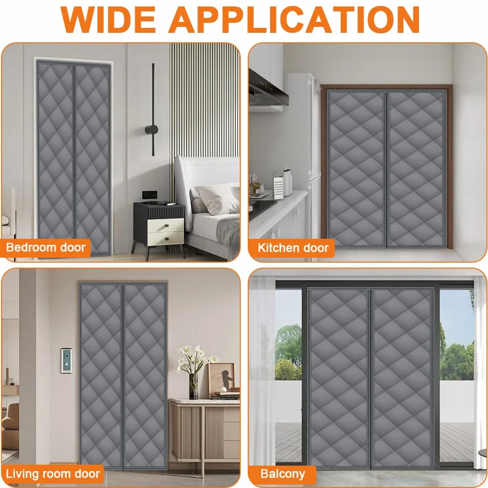 Flintronic Magnetyczna zasłona na drzwi termiczna 110x220 cm Oxford tkanina wiatroszczelna dźwiękoszczelna