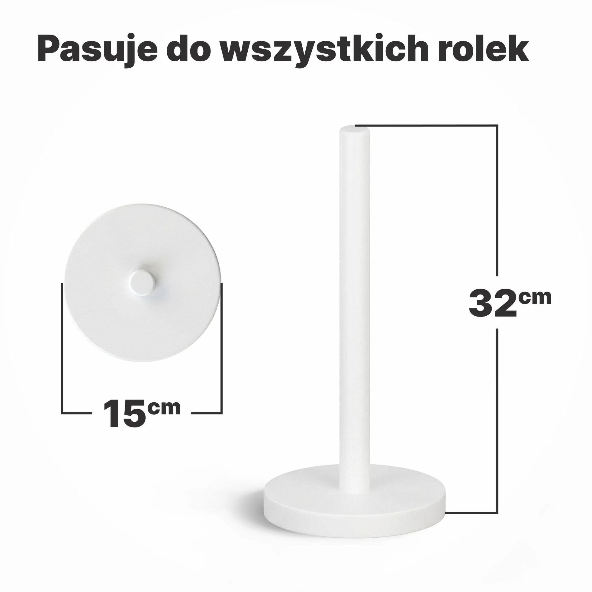Minismus Uchwyt na ręczniki papierowe kuchenne, stal nierdzewna z obciążonym cokołem i antypoślizgową podkładką dla maksymalnej stabilności, stojący uchwyt na ręczniki papierowe kuchenne (biały)