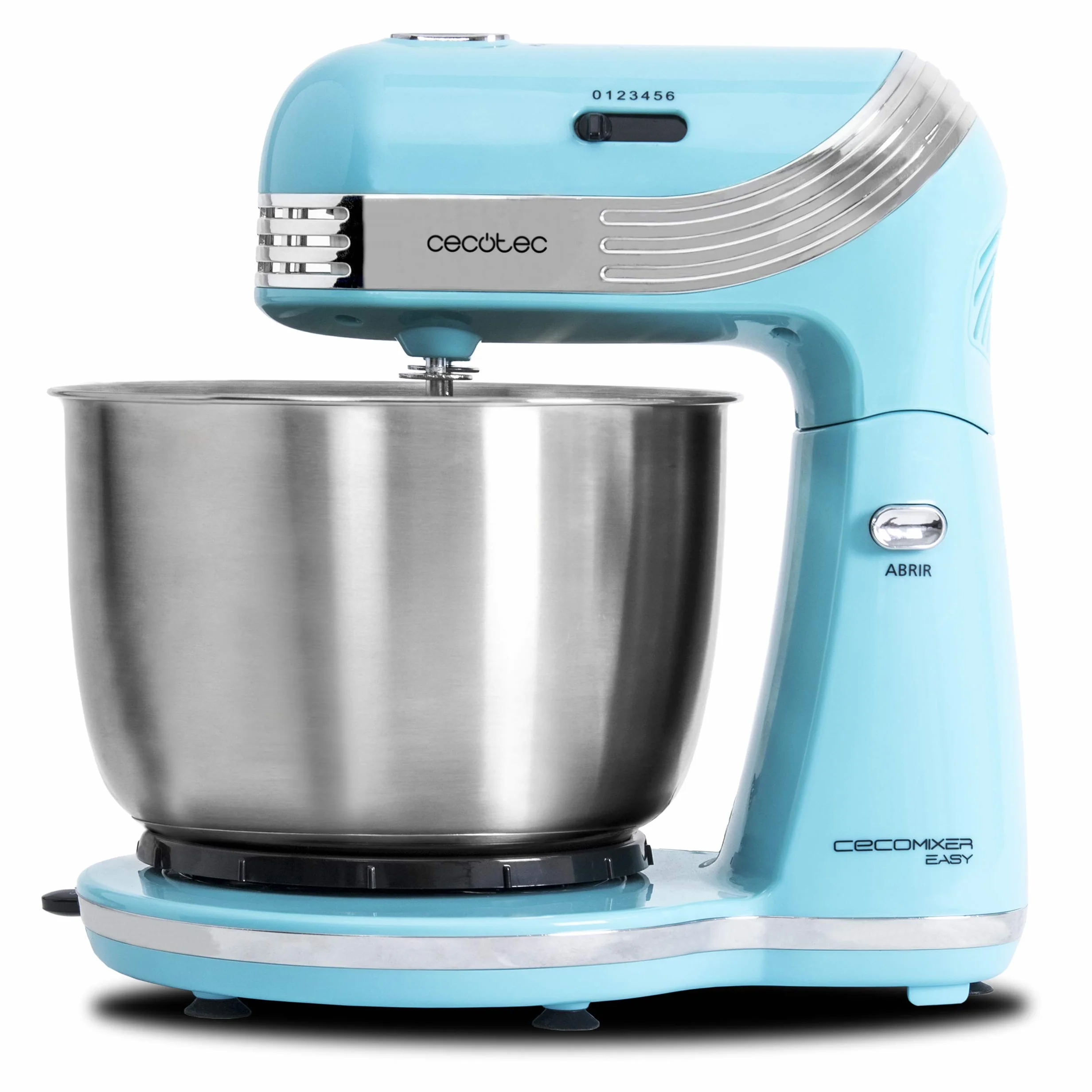 Cecotec Mikser Blender Cecomixer Easy. Orbital Motion, pojemność 3 L, stalowa misa, 5 funkcji (ugniatanie, ubijanie, mieszanie, ubijanie, emulgowanie), 6 prędkości, 250 W, niebieski