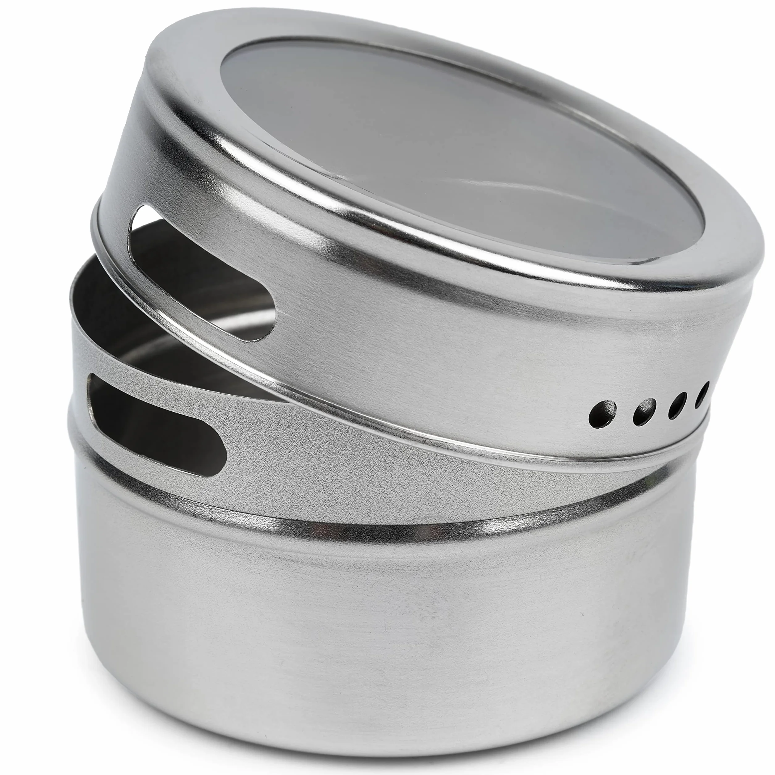 Oak & Steel 12 Przyprawa Słoiki Magnetyczny Nierdzewny Stal 100 ml