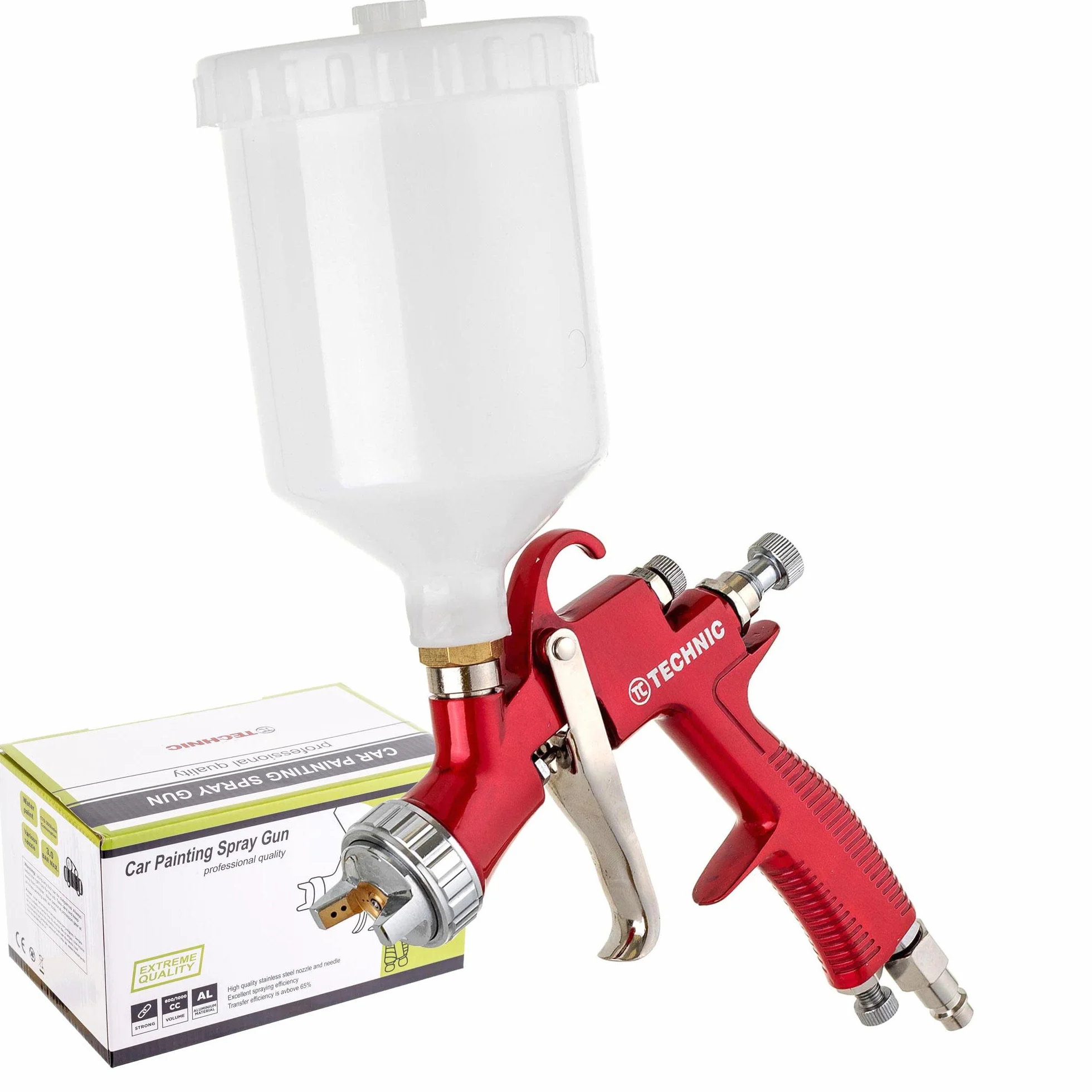 LVLP Technology Pistolet natryskowy L-500 dysza 1,5 mm, trwały, pojemność 600 ml, do lakierowania, trzy tryby regulacji, bardzo cienka warstwa farby, bardzo precyzyjny