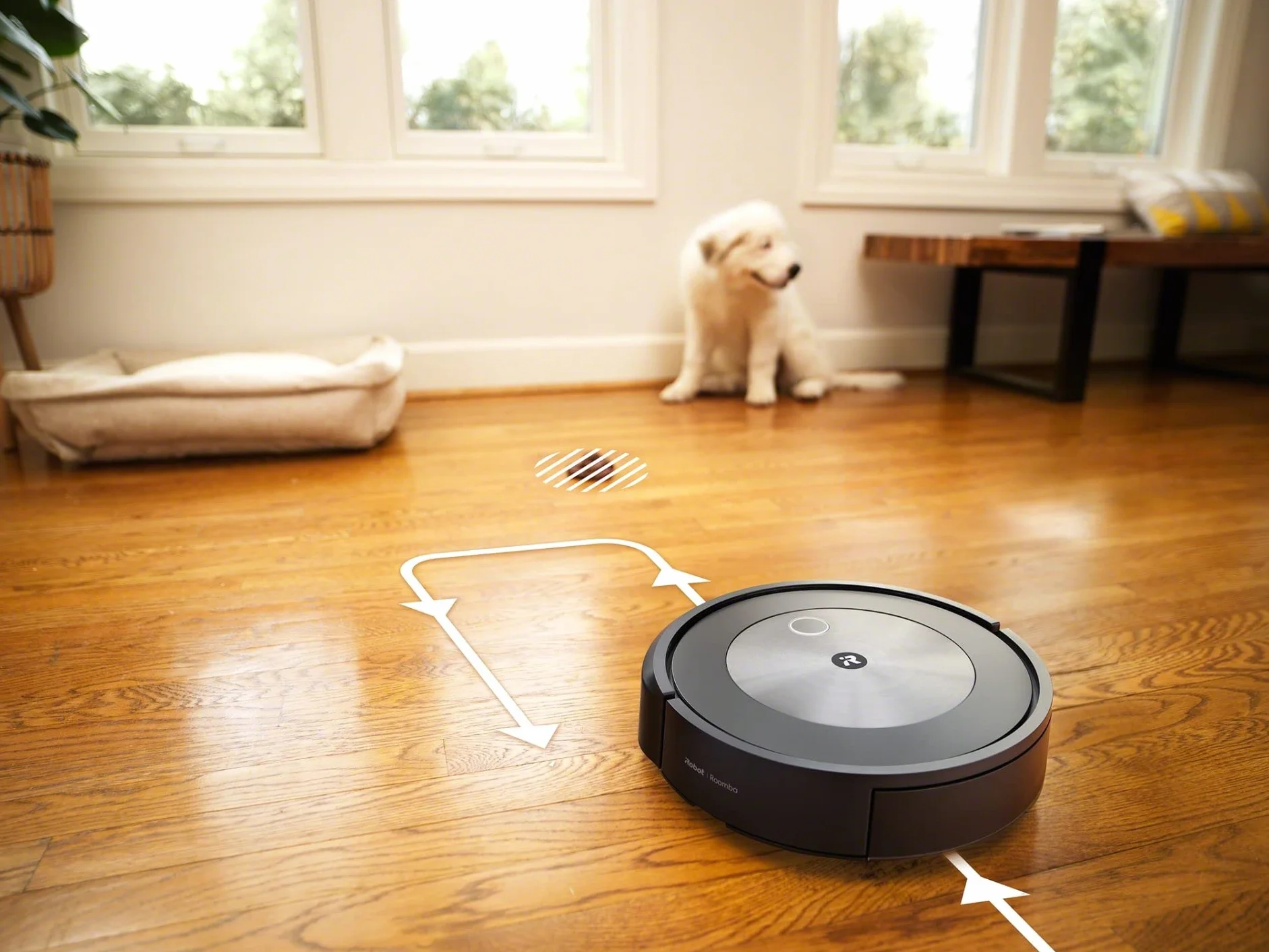 iRobot® Roomba® j7 robot odkurzający z obsługą Wi-Fi, z mapowaniem i dwiema gumowymi szczotkami do wszystkich rodzajów podłóg – rozpoznawanie i unikanie obiektów – uczy się, mapuje i dopasowuje się do