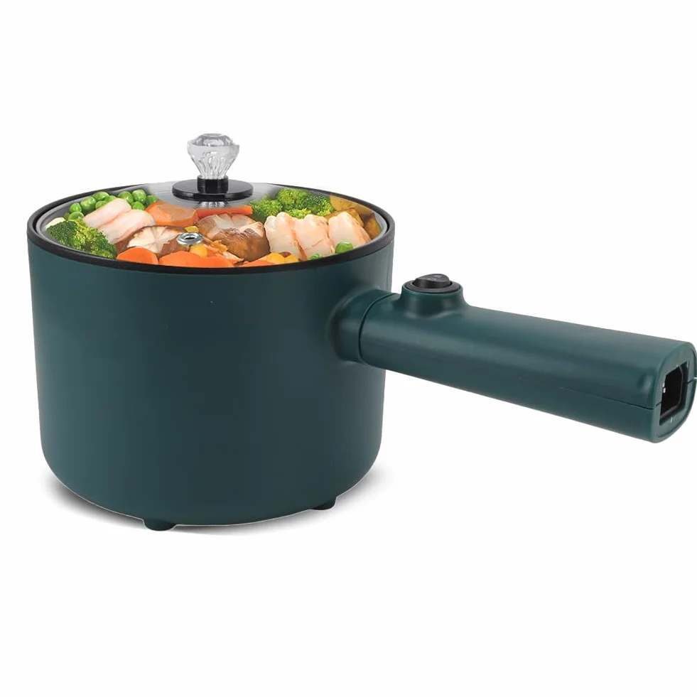 Elektryczny rondelek do gorącego garnka z pokrywką Elektryczny garnek do makaronu 1.8L Multicooker z pokrywką Długa rączka Kuchenka elektryczna do akademika podróżnego Szybko nagrzewająca się łopatka