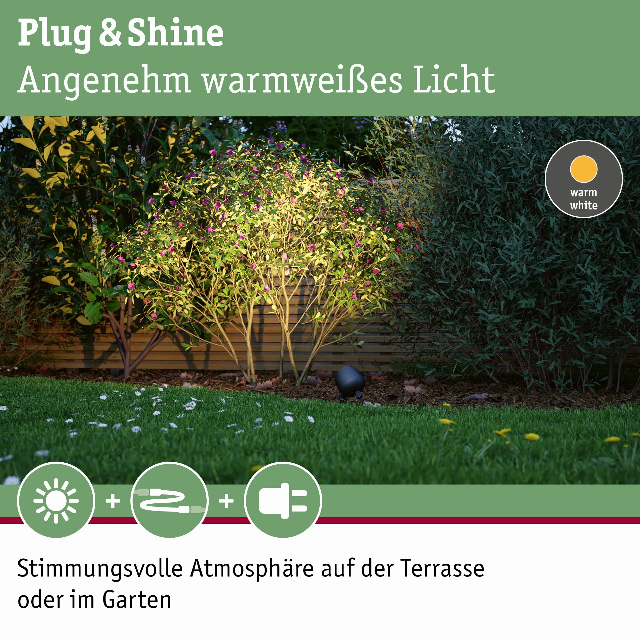 Paulmann 94775 Plug & Shine LED reflektor ogrodowy Kikolo IP65 7,2W 460lm możliwość ściemniania 261mm antracyt tw.szt./alu. 3000K oprawa zewnętrzna