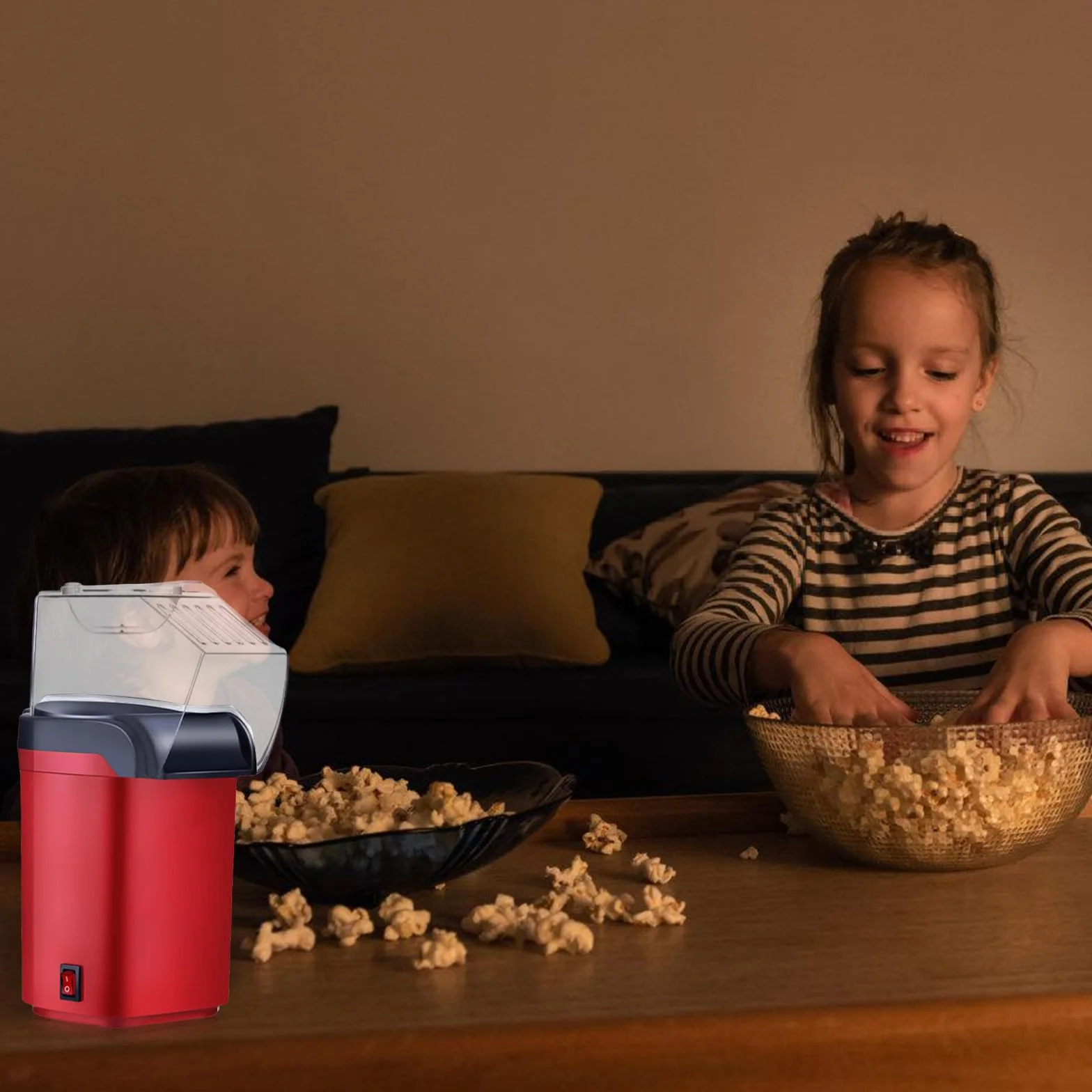 Maszyna do popcornu na gorące powietrze 1200 W beztłuszczowa szybki popcorn 2-3 minuty obsługa jednym dotknięciem kompaktowy