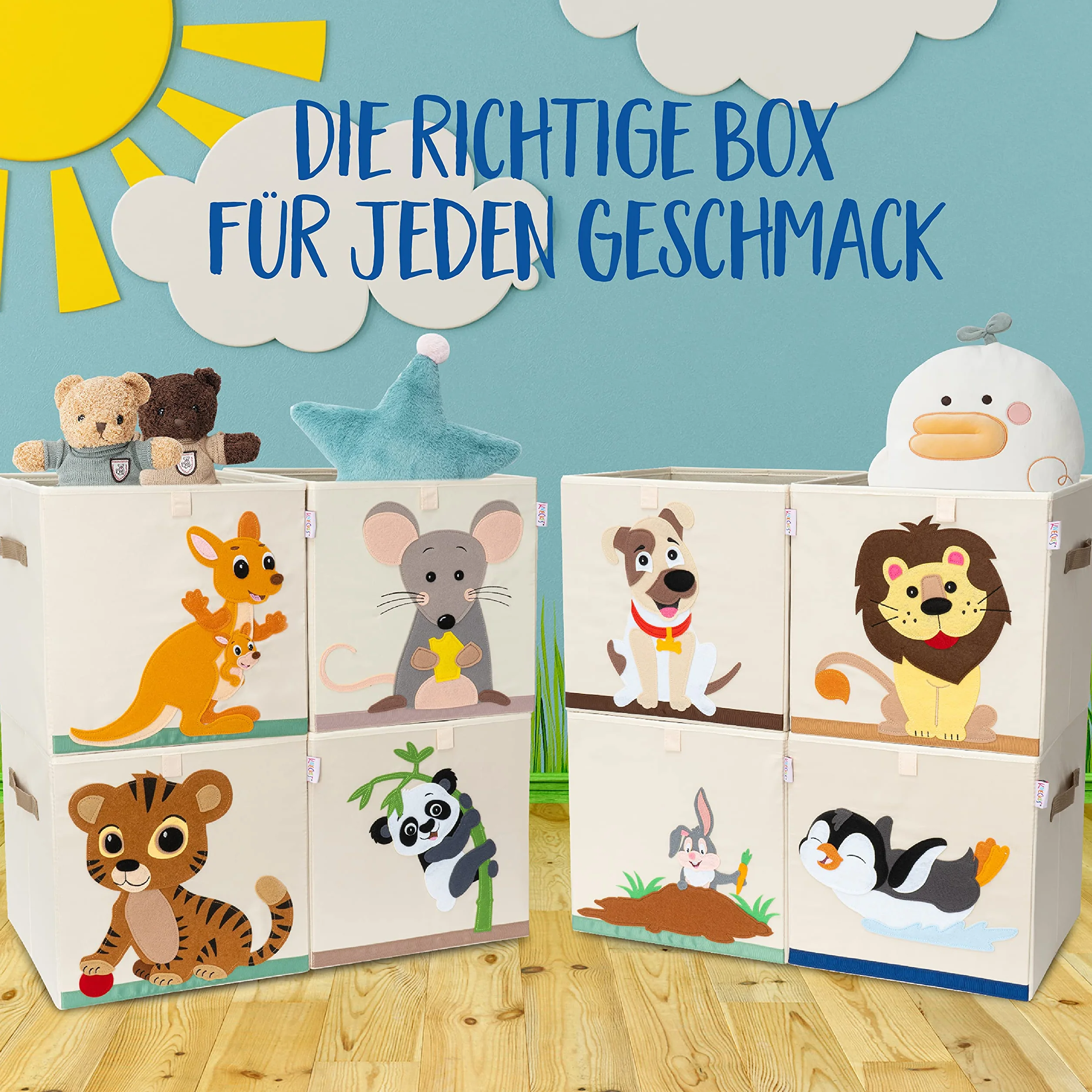 Premium Storage Box Kallax Kids - 8 Motywów (33x33x33cm) | Rozmiar odpowiedni jako pudełka Kallax do pokoju dziecięcego | Składane pudełko na zabawki, stabilne dno, trwałe.