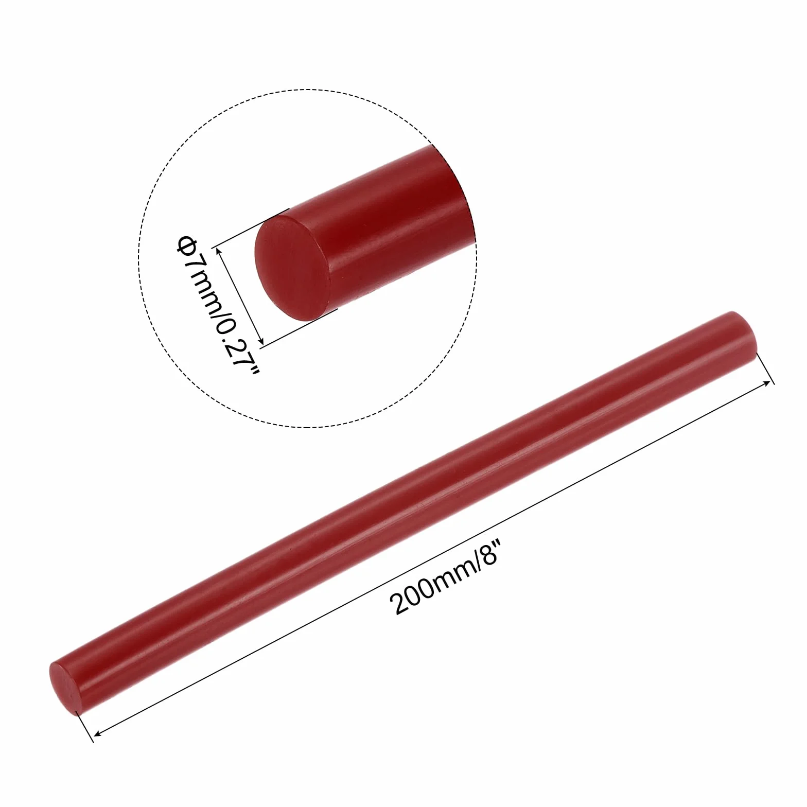 QUARKZMAN 20 sztuk Pistolet do klejenia na gorąco 7 mm x 200 mm / 0,27" x 8" Mini Wino Czerwone naklejki na gorąco Klej