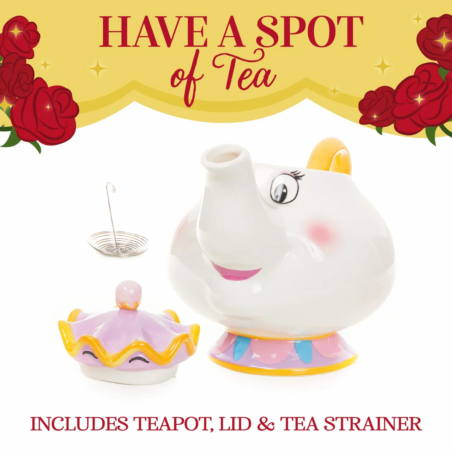 Paladone Mrs Potts Tea Pot ceramiczny dzbanek do herbaty, oficjalnie licencjonowany produkt "Piękna i Bestia", 24 x 17 x 20 cm