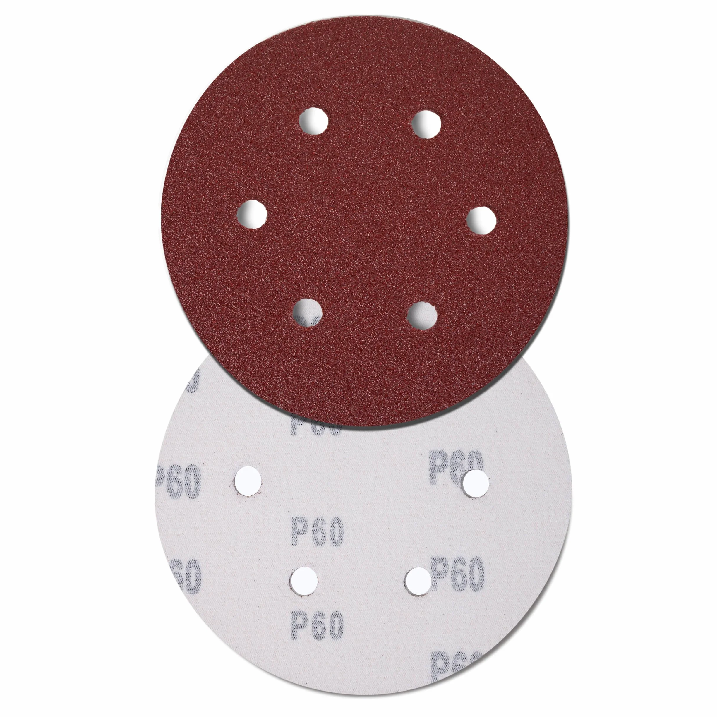 RODOPI Papier ścierny RedDevil 150 mm krążki szlifierskie na rzep ziarnistość 40-320, podkładki szlifierskie do szlifierek mimośrodowych, 6 otworów, krążki na rzep, cyrkonia, korund, 50 sztuk