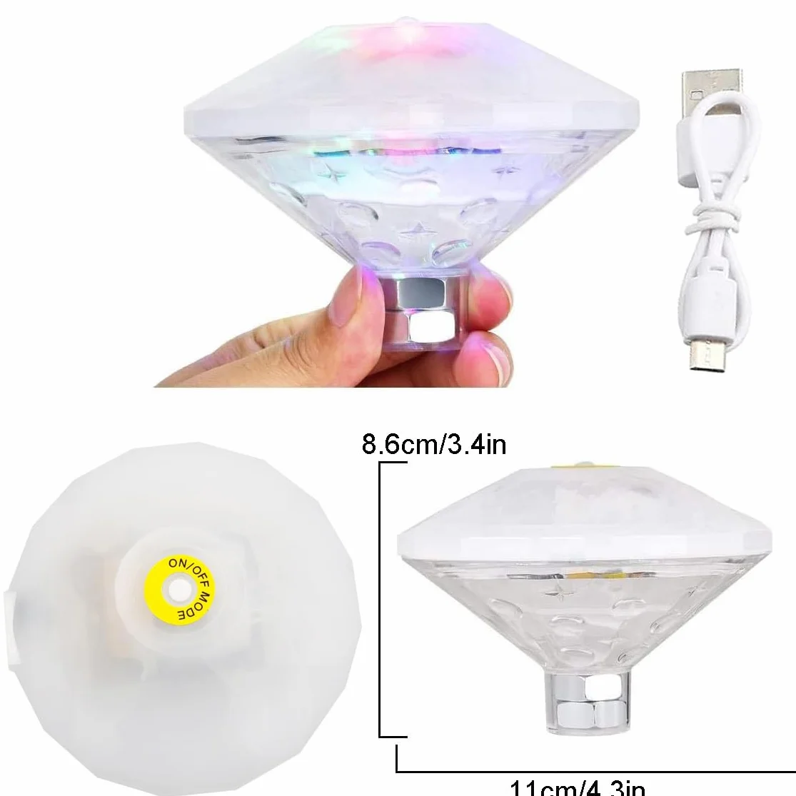 Caxmtu Pływające lampki LED do basenu i wanny, lampki do jacuzzi, wielokrotnie ładowalne oświetlenie basenu do łazienki, dyskoteki, stawu, zabawki kąpielowe dla dzieci, 7 trybów