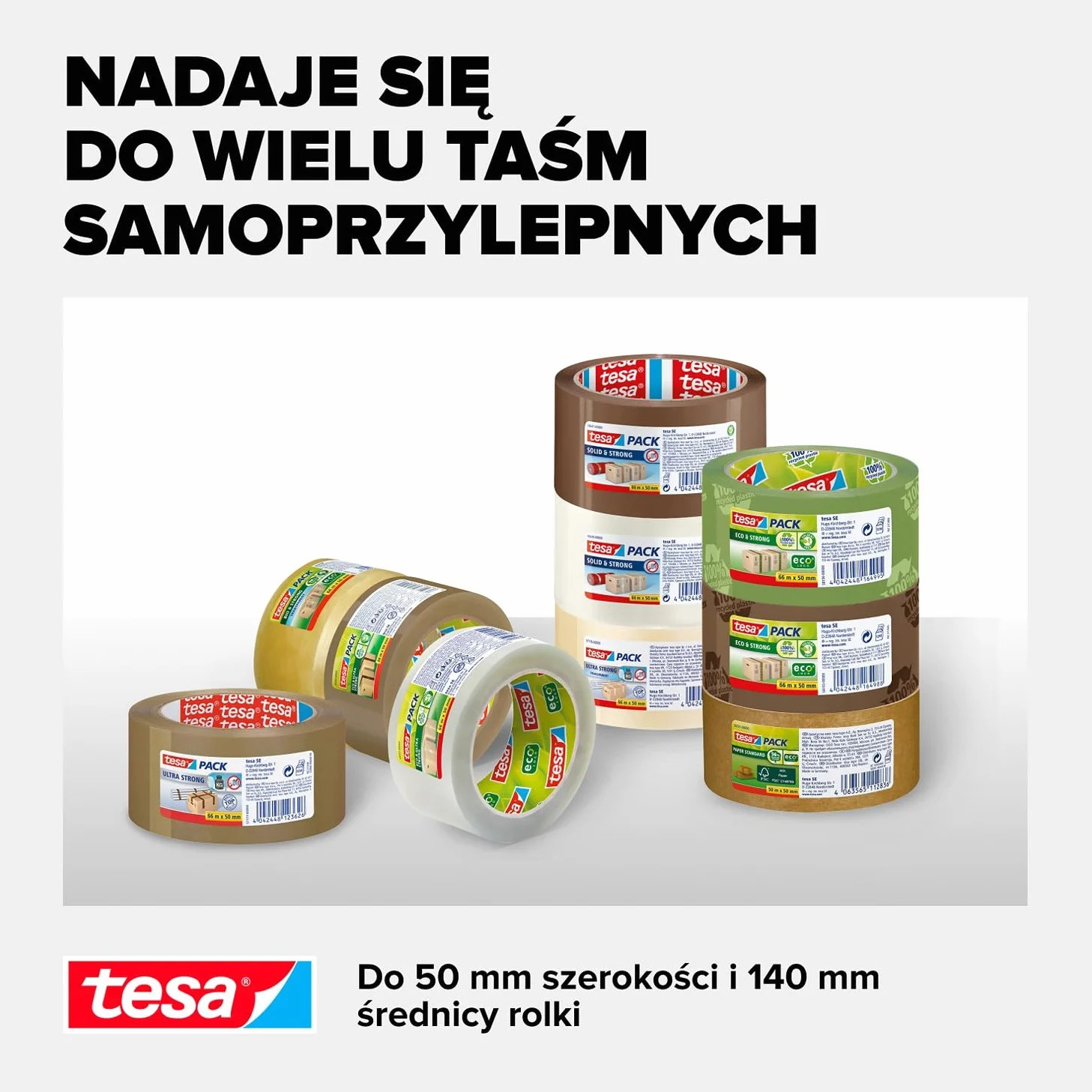 tesapack® PROMO mocna taśma pakowa w zestawie z dyspenserem – taśma samoprzylepna z aplikatorem tesapack® – ciche odwijanie – duża wytrzymałość – do ciężkich paczek