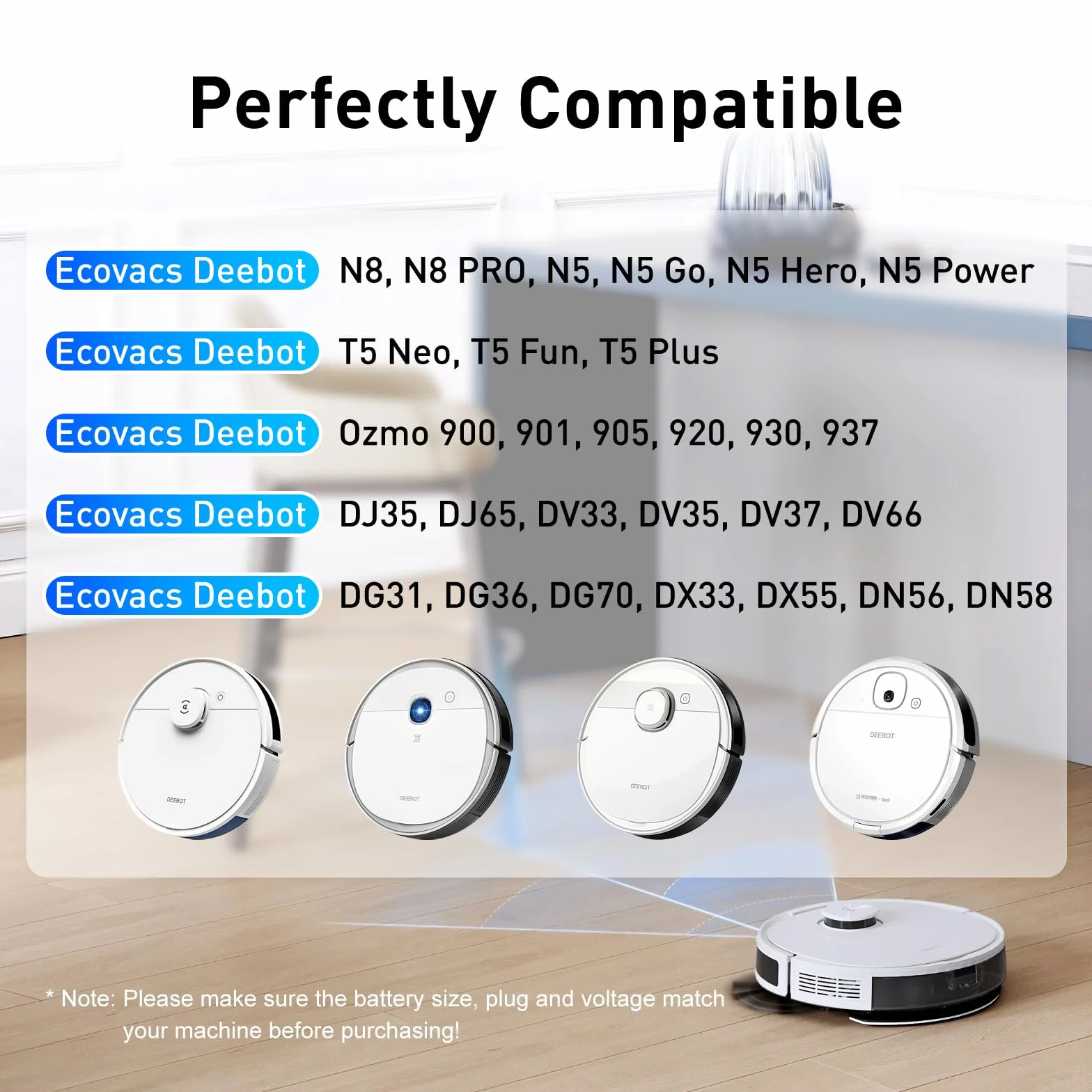 NASTIMA Akumulator litowo-jonowy 3200 mAh kompatybilny z Ecovacs Deebot N8, Deebot N8 Pro, Deebot N8+, Deebot N5, Deebot T5 Neo, Ozmo 900, Ozmo 920, Ozmo 930, 14,8 V 47,36 Wh akumulator zastępczy z
