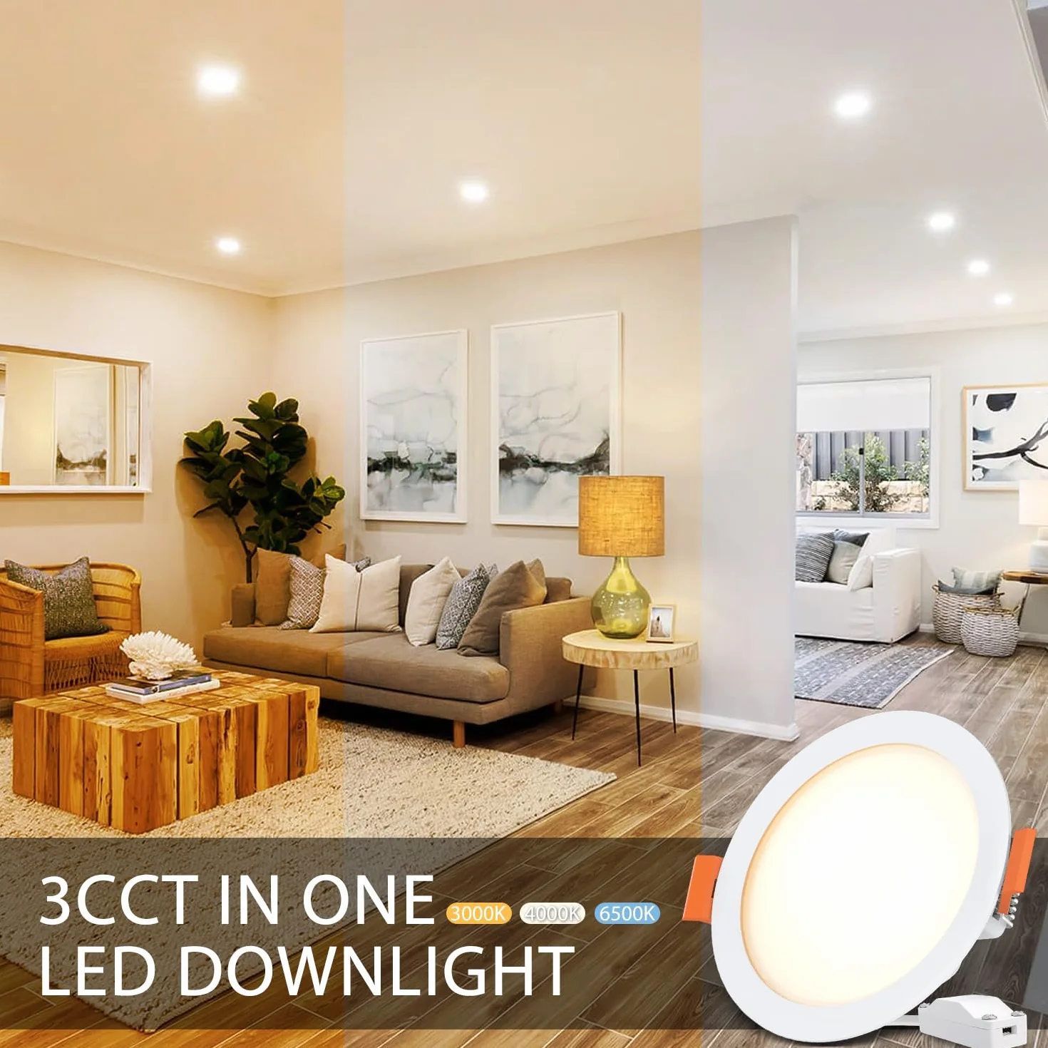LVWIT Wpuszczane Reflektory LED do Płyt Gipsowo-Kartonowych, 6 W Odpowiednik 51 W, Wpuszczane Reflektory Sufitowe LED 600 Lm, 3000 K Ciepła Biel, 4000 K Neutralna Biel, 6500 K Zimna Biel