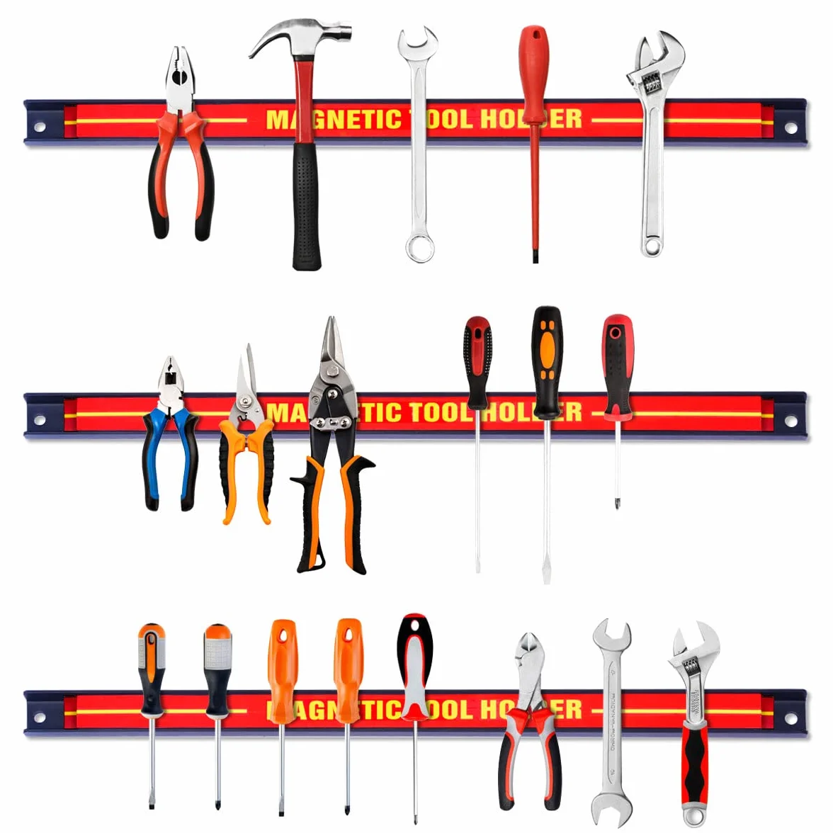 GIANTEX 3 x listwa magnetyczna na narzędzia 46 cm, uchwyt narzędziowy, mocna, szyna magnetyczna do narzędzi, szyna magnetyczna, uchwyt magnetyczny, listwa narzędziowa, uchwyt ścienny, w zestawie