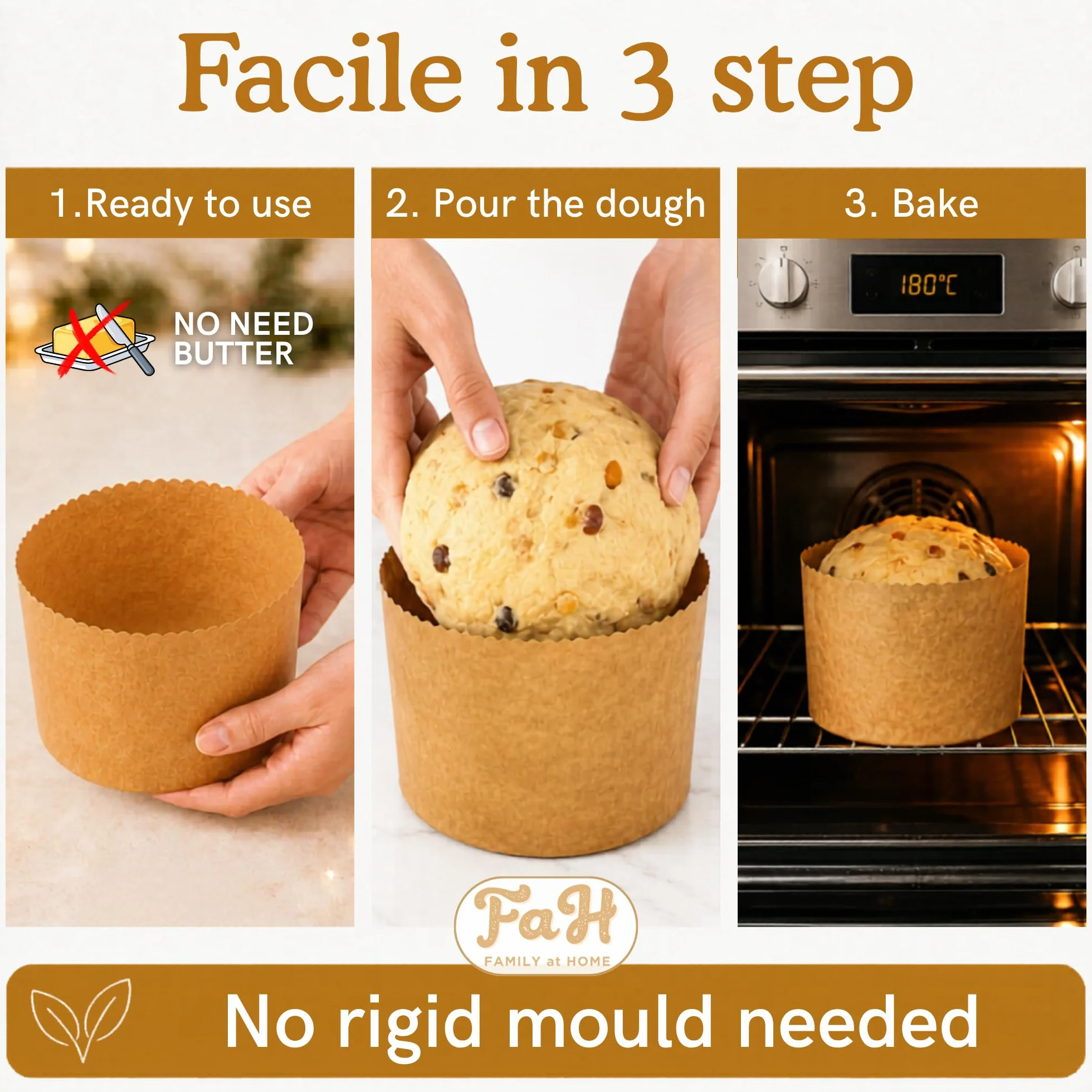 Forma do Panettone o wysokiej gęstości, 20 szt. Profesjonalne formy do pieczenia Panettone z czystego naturalnego papieru o wysokiej gęstości, formy do pieczenia Panettoni, odporne na ciepło 200°C
