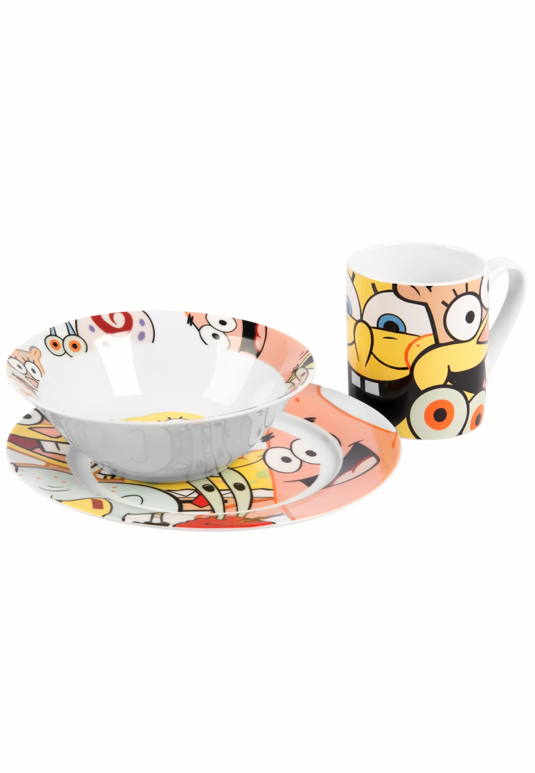 United Labels Spongebob Kanciastoporty zestaw śniadaniowy 3-częściowy talerz miska filiżanka porcelana