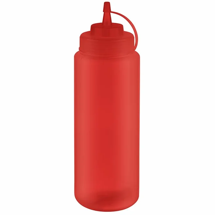 APS 93261 butelka do wyciskania, Ø 8 cm, wysokość 26,5 cm, 1025 ml, polietylen, czerwona, z zakrętką i zakrętką