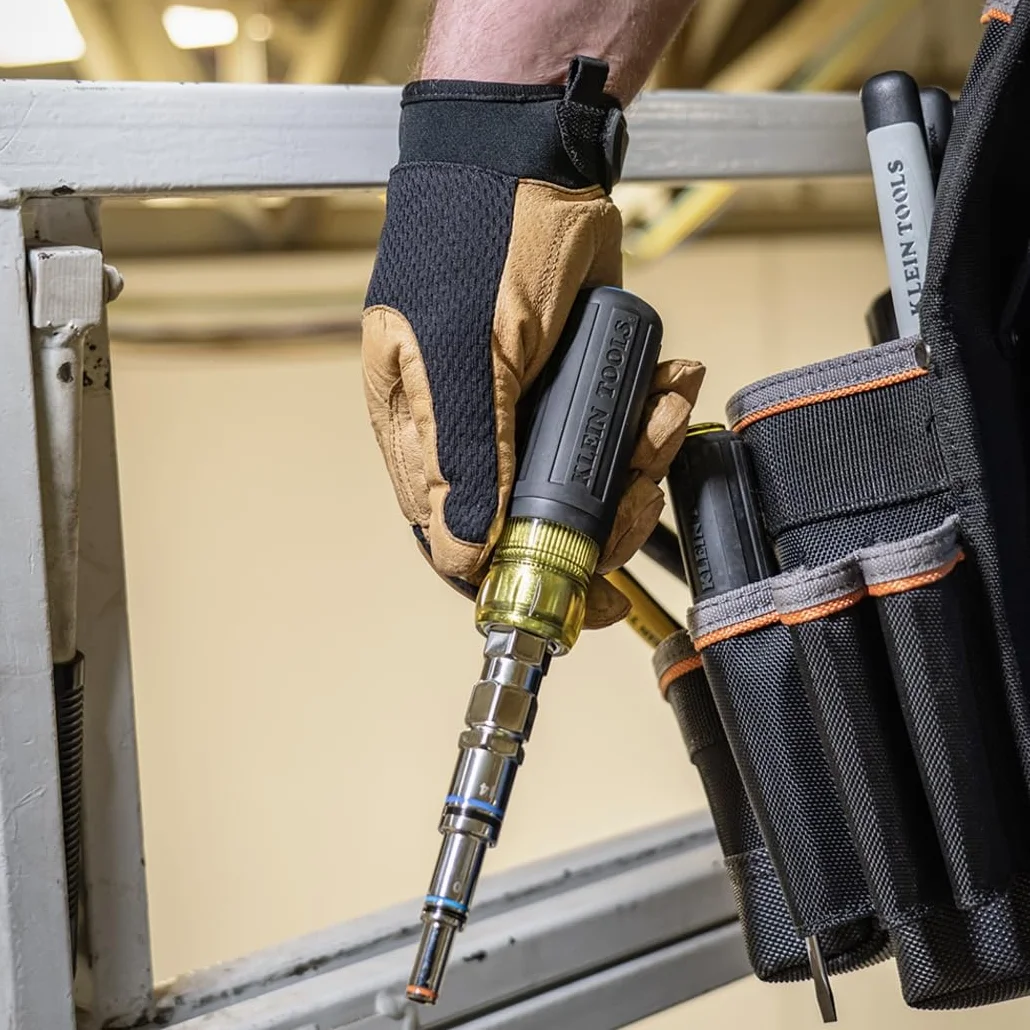 Klein Tools 32809MAGM Narzędzie do wkręcania z wieloma nakrętkami 11 w 1, magnetyczny wkrętak przelotowy z metrycznymi nakrętkami sześciokątnymi o rozmiarach od 5 mm do 19 mm