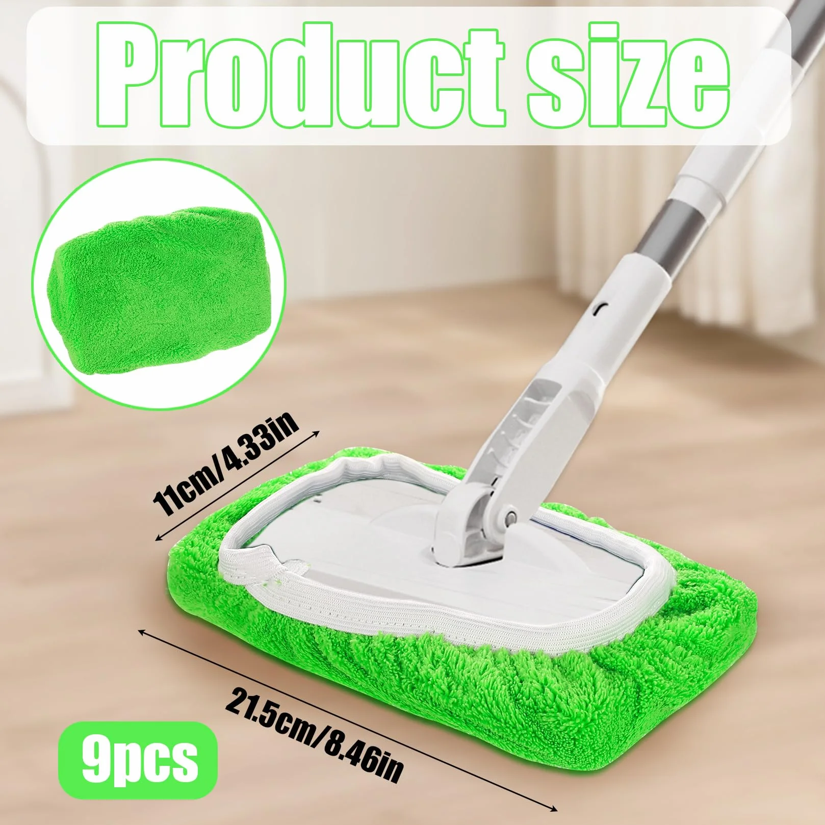 9 ściereczek do mopów Swiffer Sweeper, nakładki na mopy do suchych ściereczek do podłóg Swiffer, wkłady wielokrotnego użytku z mikrofibry do mokrych ściereczek do podłóg, czyszczenie twardych podłóg i