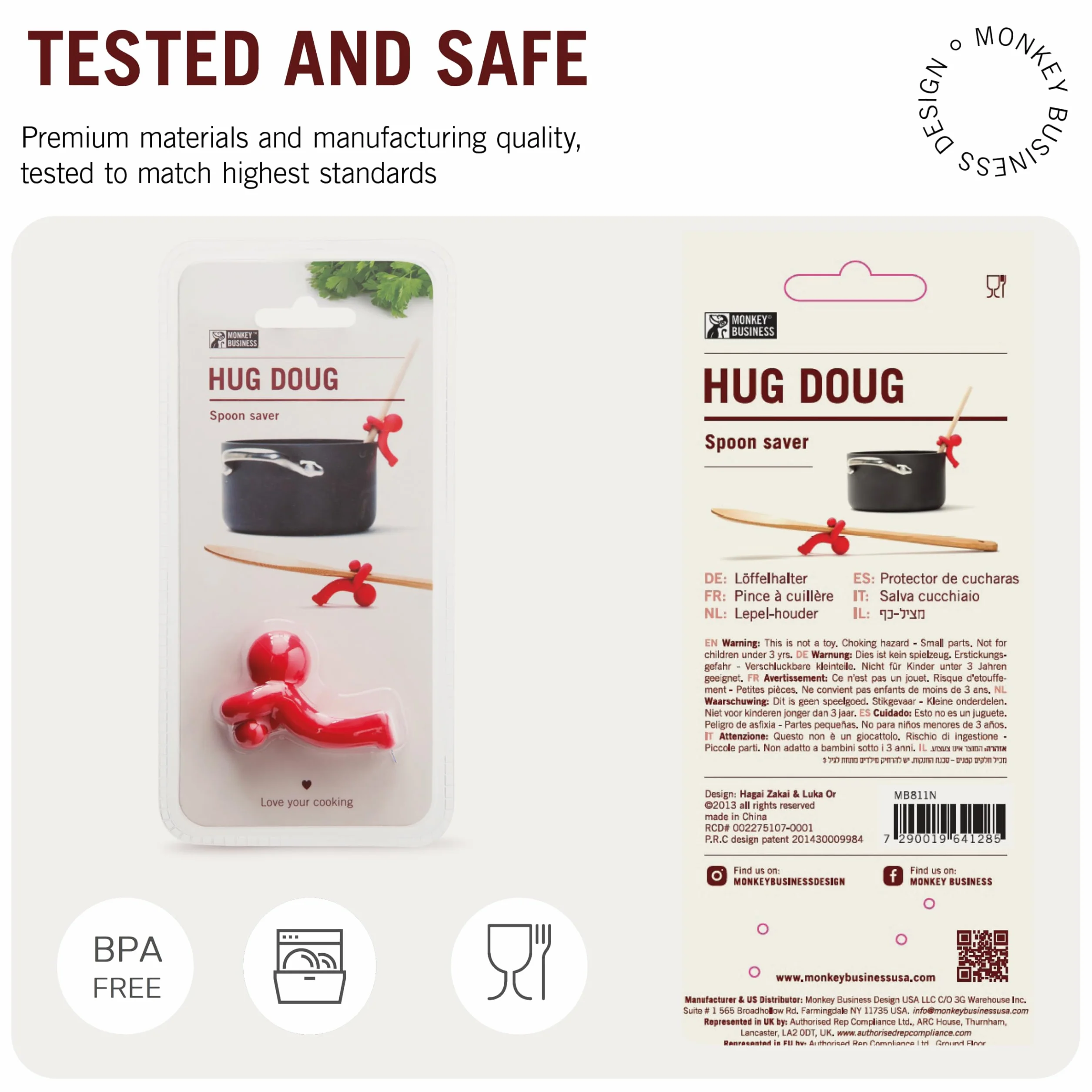 Hug Doug Łyżka Saver | Uchwyt na łyżkę i podnośnik pokrywy zapobiega wpadaniu łyżki | Silikonowa podpórka na łyżkę | Uchwyt na łyżkę kuchenną | Fajne gadżety kuchenne i urocze akcesoria kuchenne | by