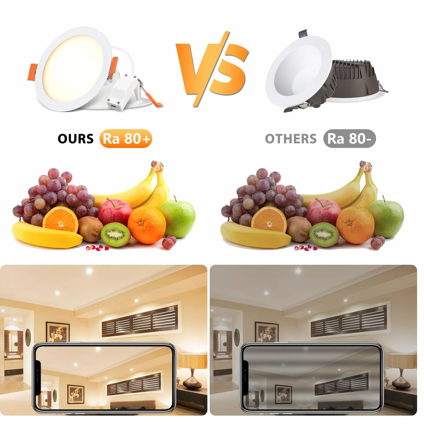 LVWIT Wpuszczane Reflektory LED do Płyt Gipsowo-Kartonowych, 6 W Odpowiednik 51 W, Wpuszczane Reflektory Sufitowe LED 600 Lm, 3000 K Ciepła Biel, 4000 K Neutralna Biel, 6500 K Zimna Biel