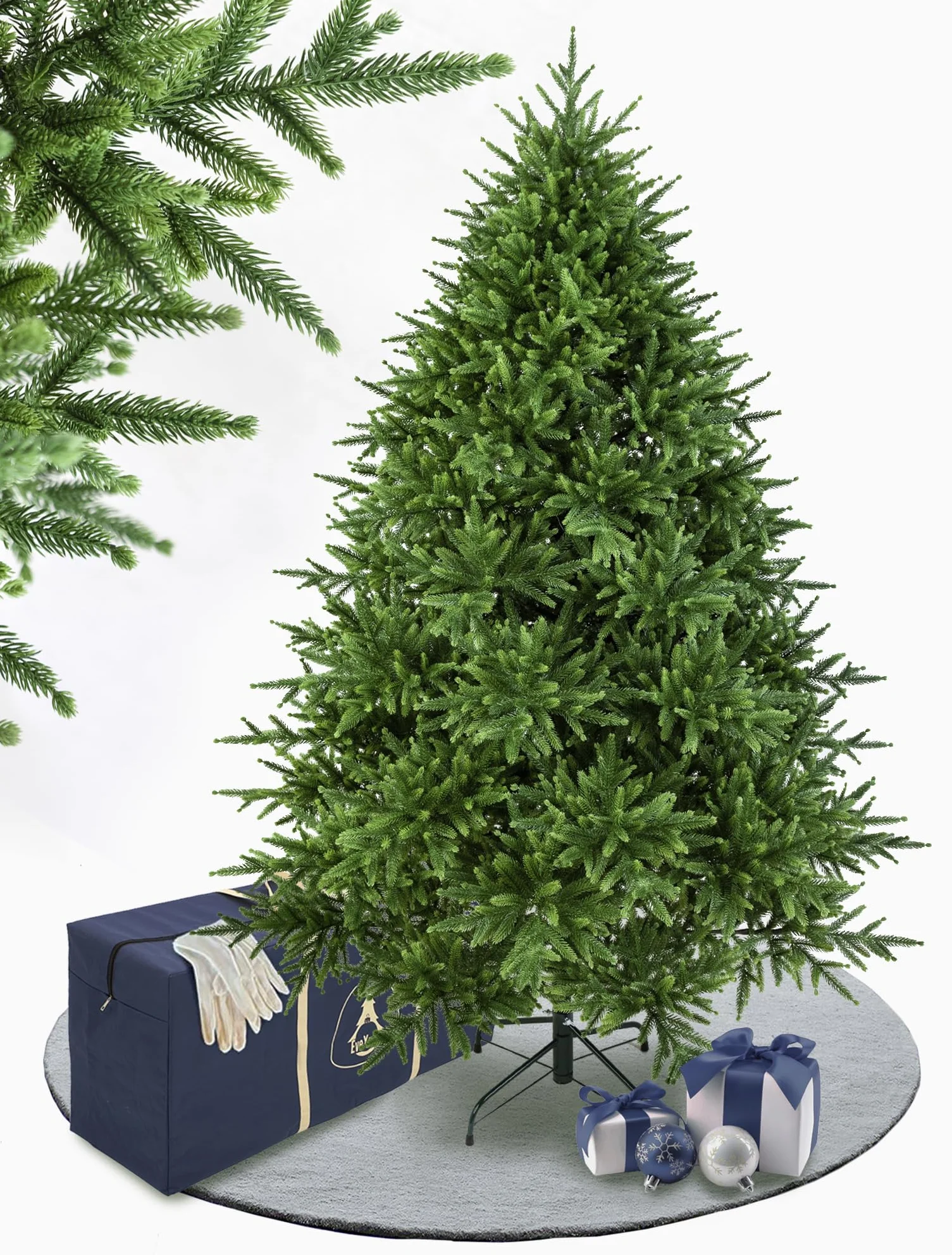 eveXmas sztuczna choinka Infinity 190 cm, mała, zielona, 1132 gałązek, końcówki w 100% z polietylenu, w zestawie metalowy stojak